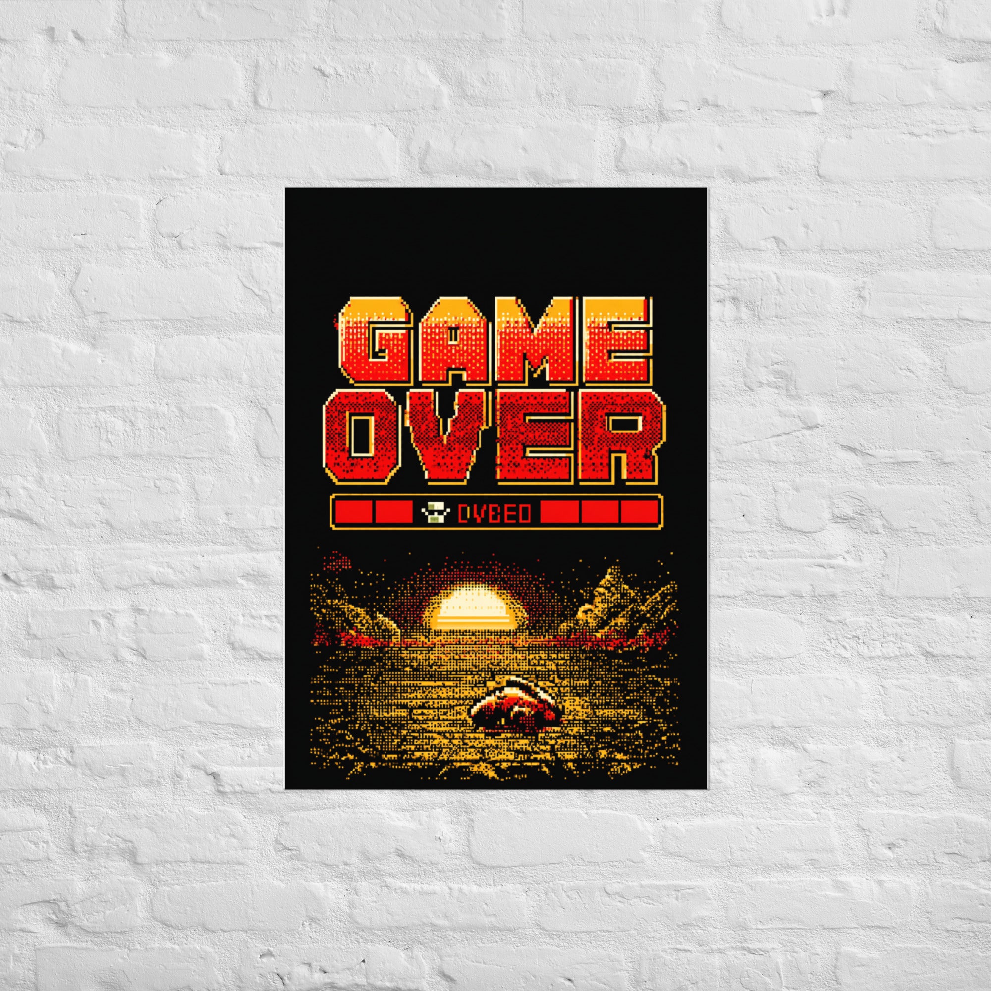 Eight Bits to Black Game Over wall art, A1