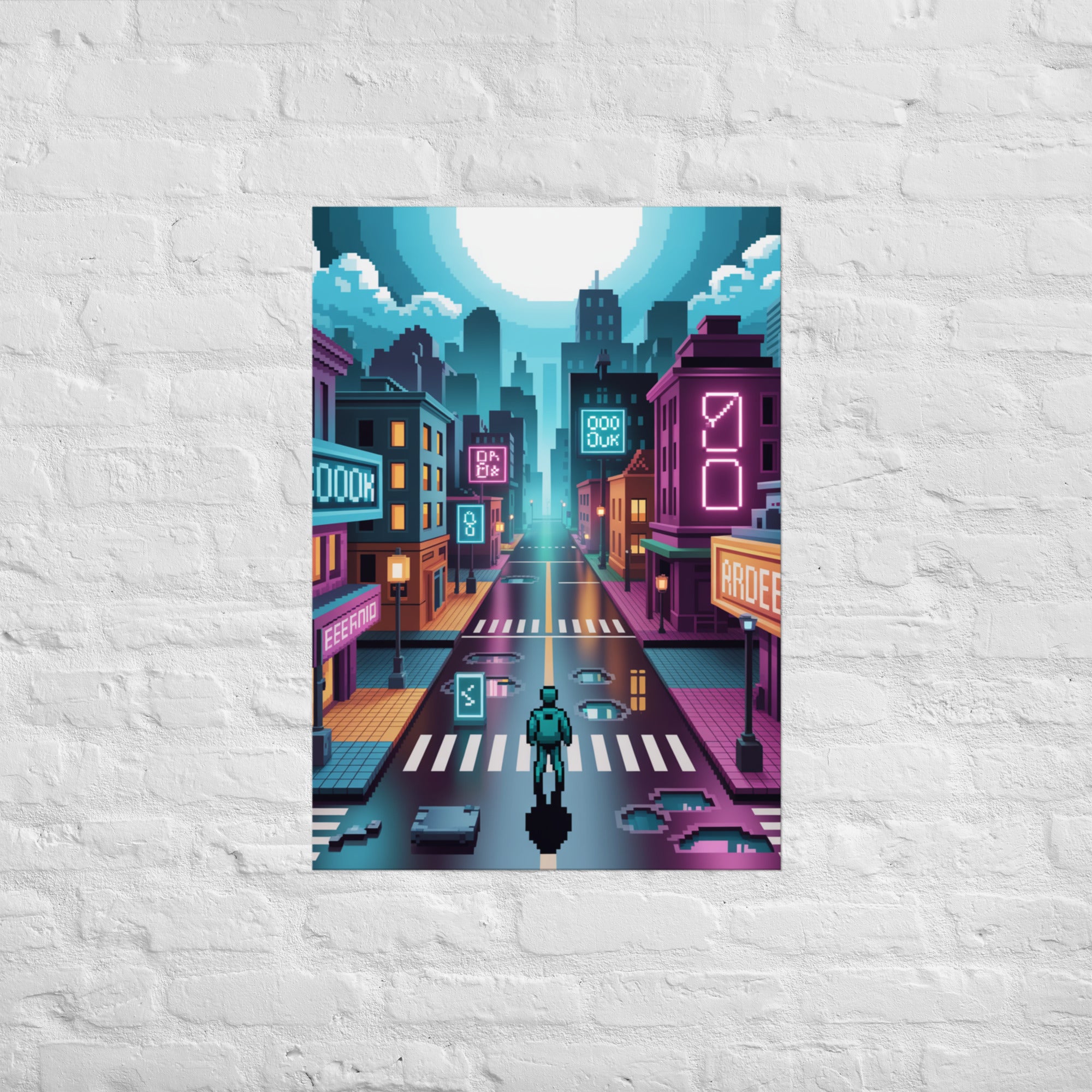 Ghost in the Grid premium pixel wall art, A1
