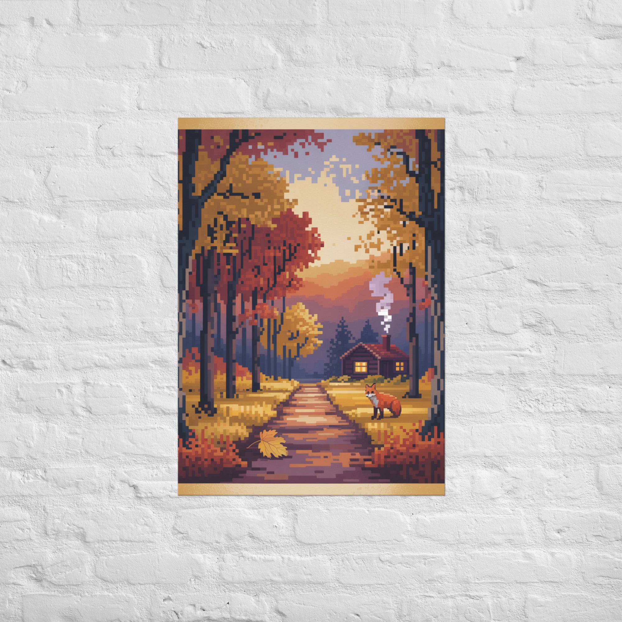 Eight Bits of Autumn pixel wall art, A1