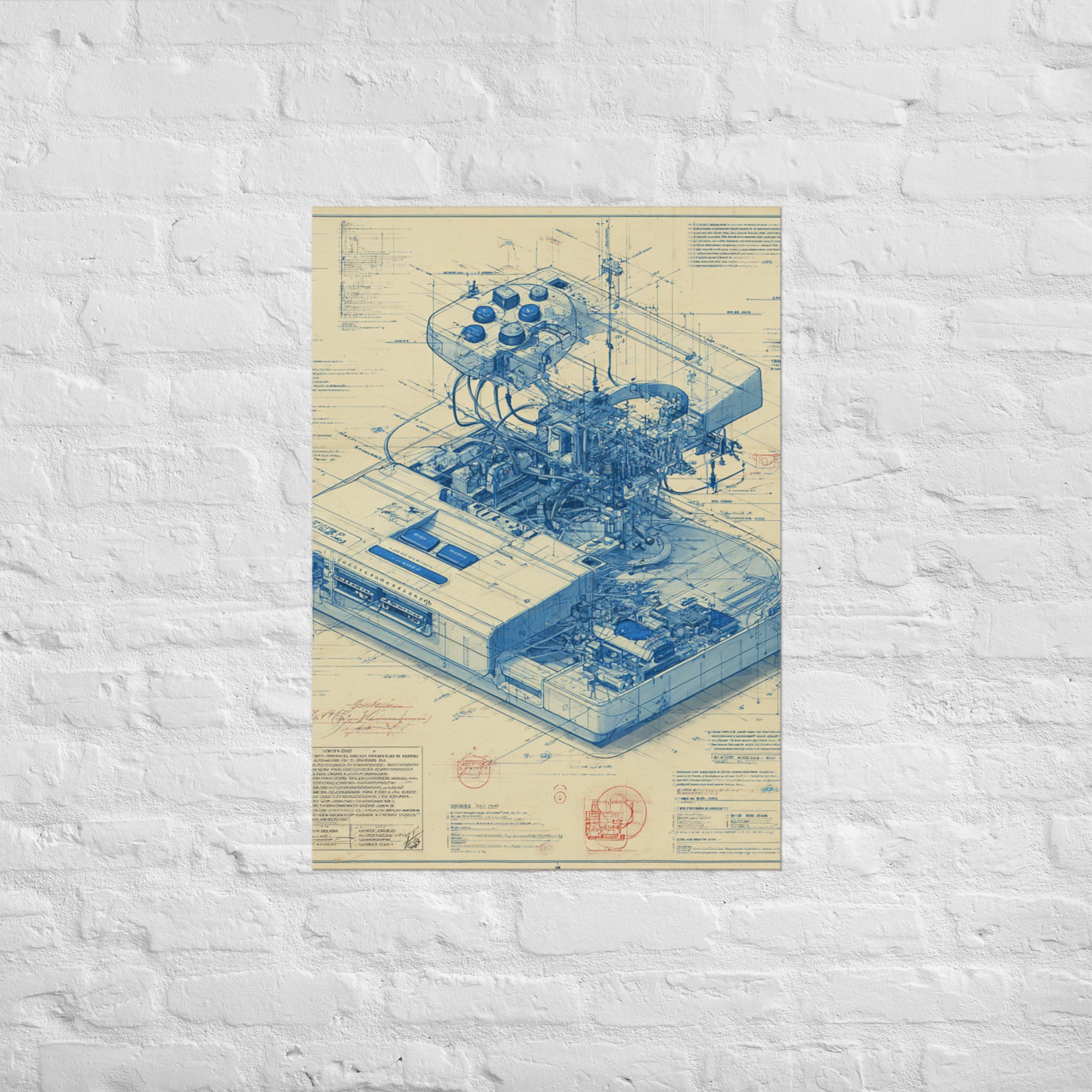 The Architect's Console blueprint wall art, A1