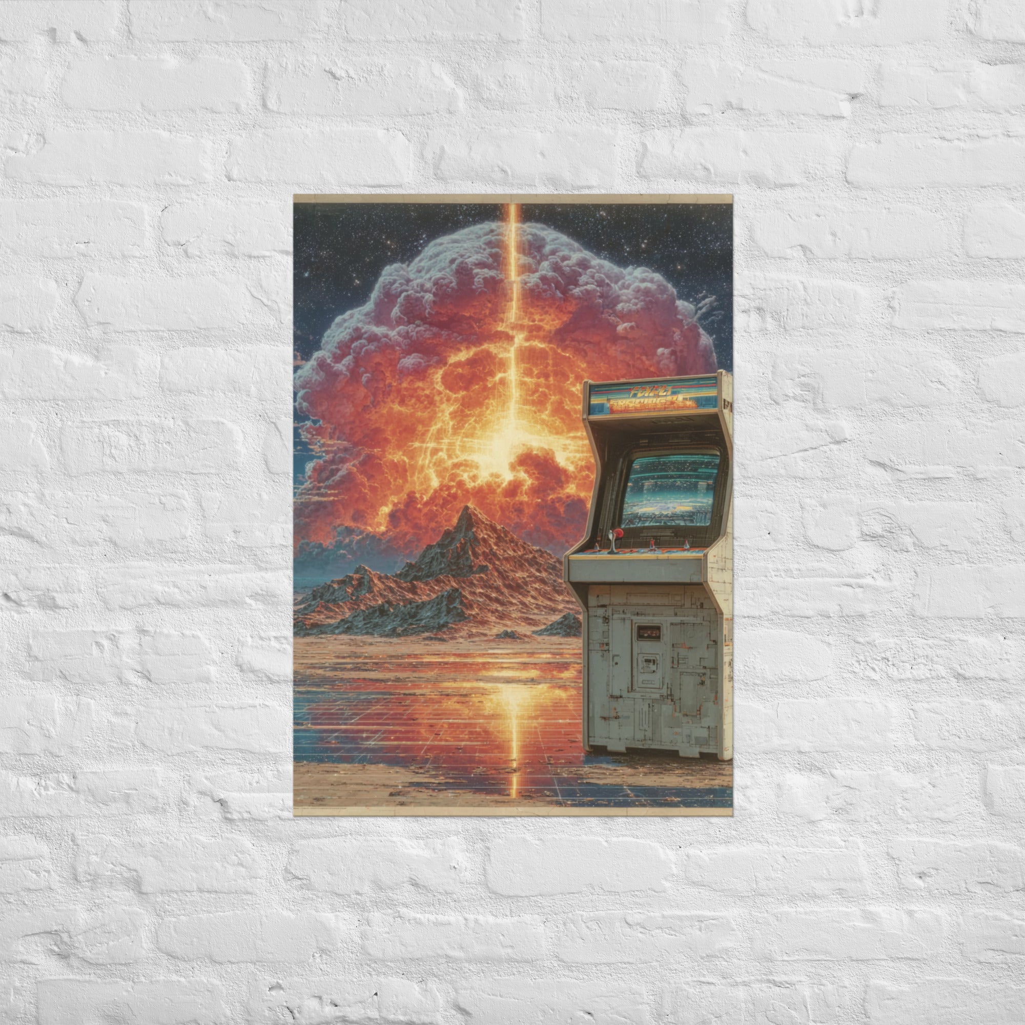Neon Ascension synthwave gaming wall art, A1