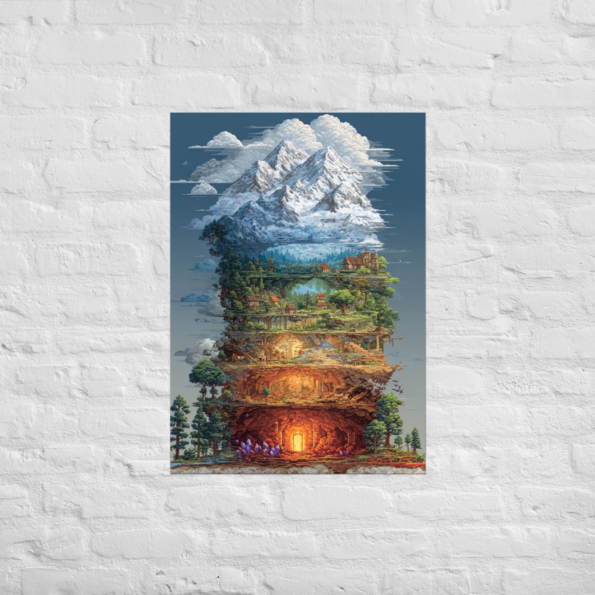 Biome Codex pixel art wall art, A1 size