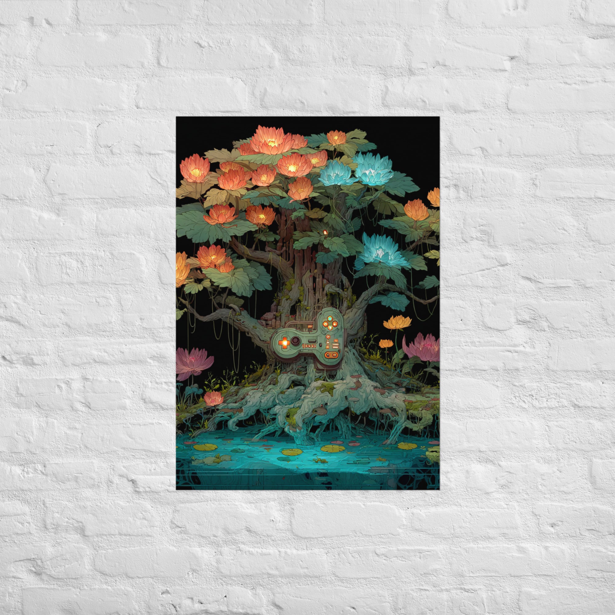 Metamorphosis Tree retro gaming wall art, A1 size