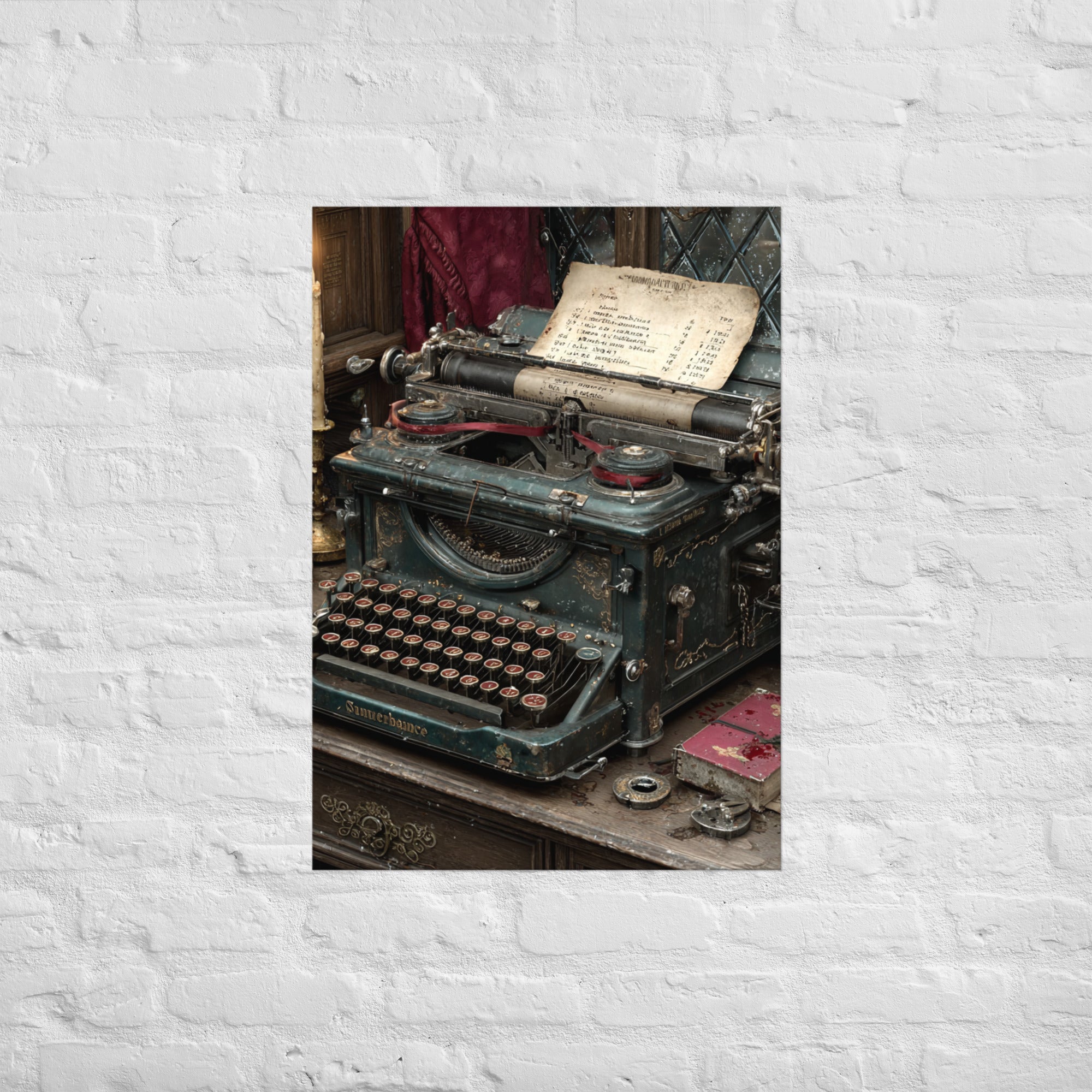 Ink Ribbon Confessional survival horror wall art on Enhanced Matte Paper, A1 size