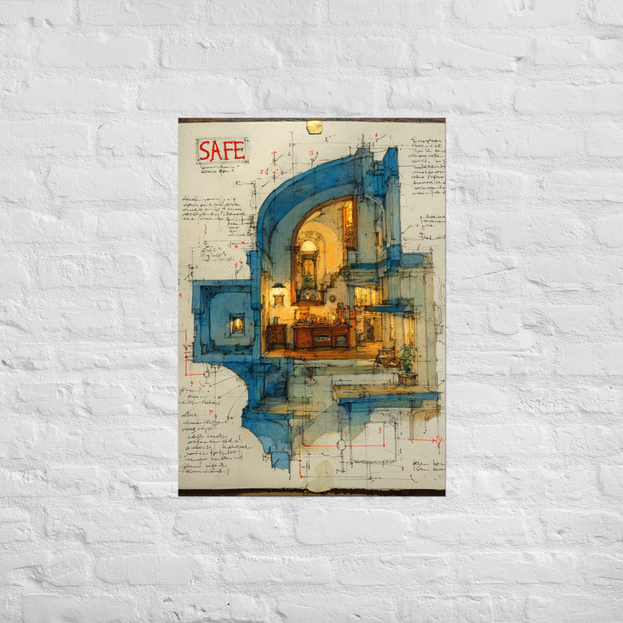 Memory Palace Blueprint survival horror wall art on Enhanced Matte Paper, A1 size