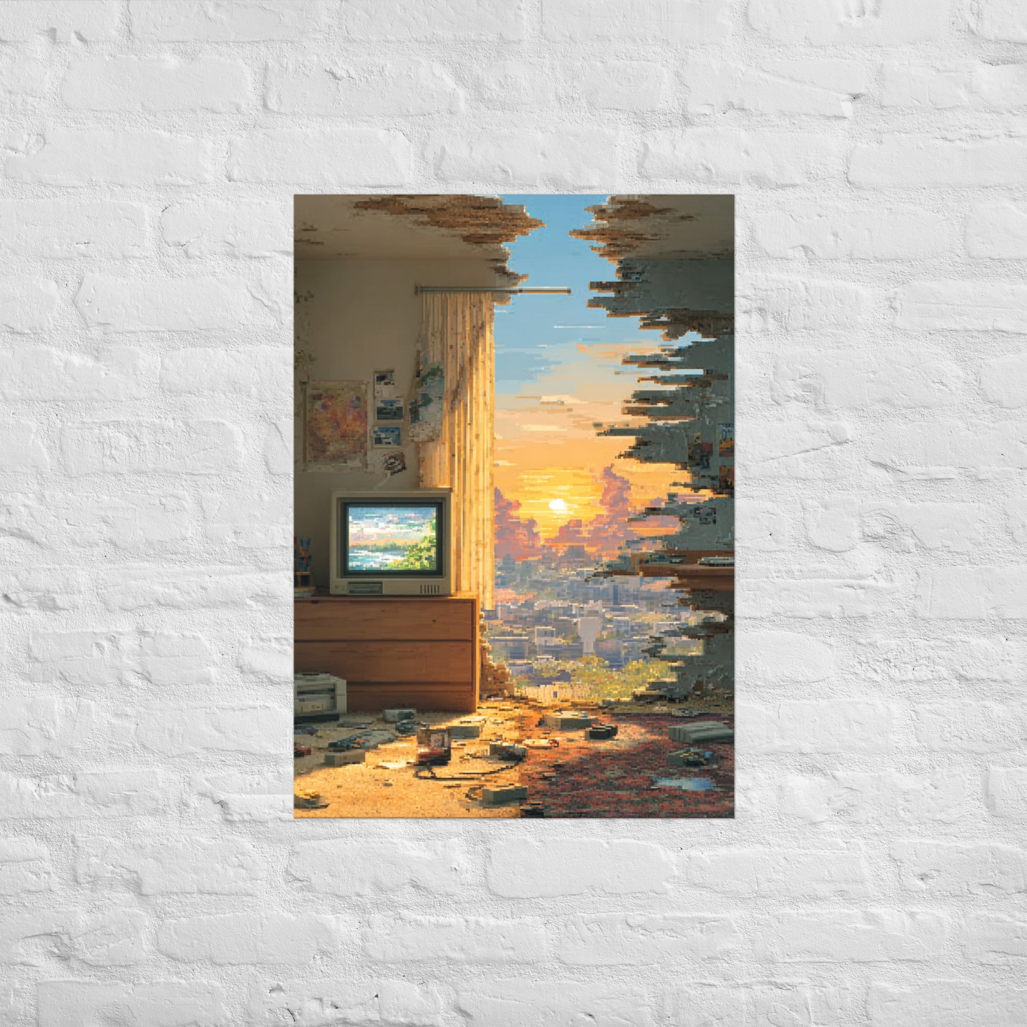 The Divide Between Then and Now split screen wall art on Enhanced Matte Paper, A1 size