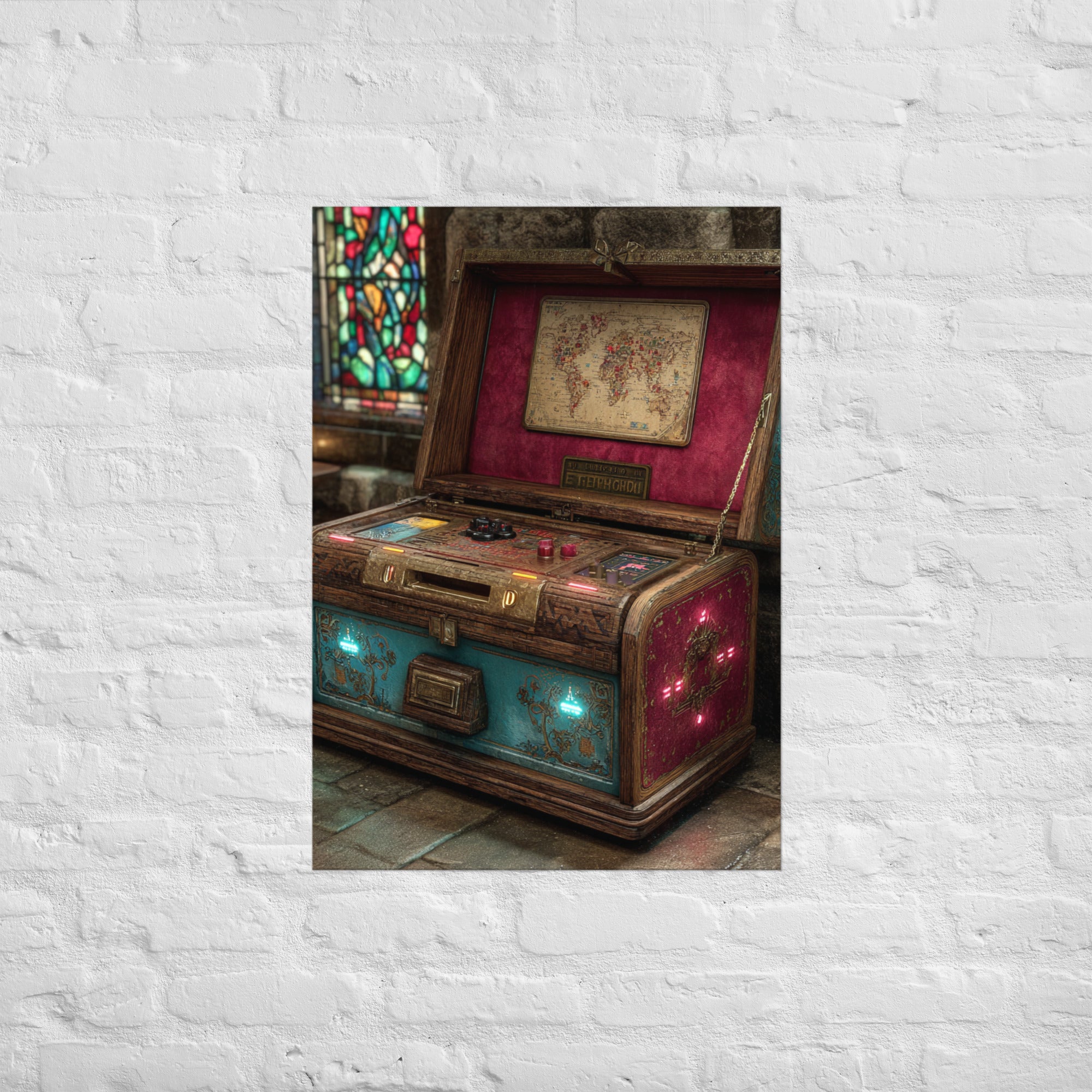 Neon Reliquary arcade premium wall art on Enhanced Matte Paper, A1 size