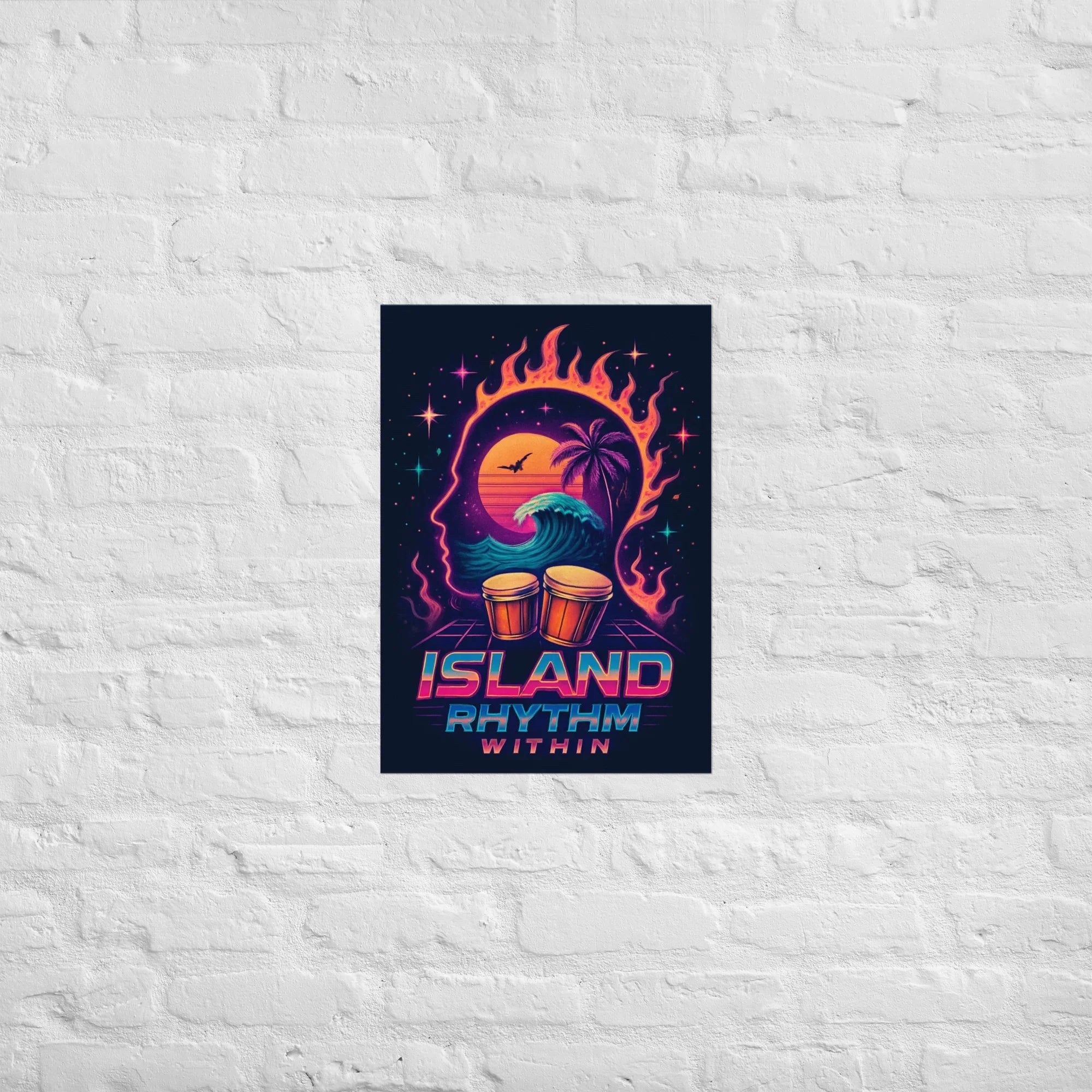 Island Rhythm Within Poster – Retro Beach Drumwave Art - RaZits