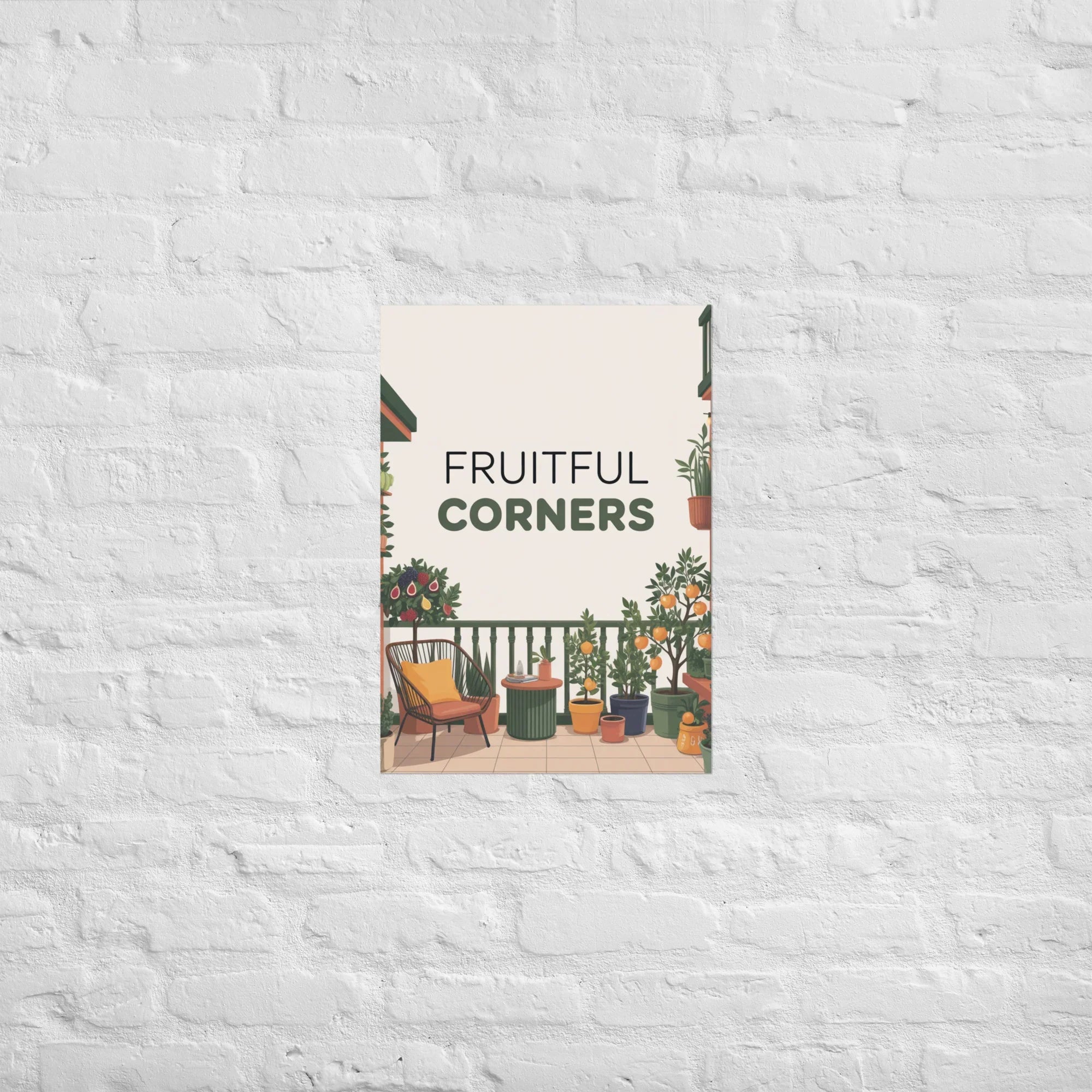 Fruitful Balcony Art Print – Citrus Garden on the Terrace Poster - RaZits