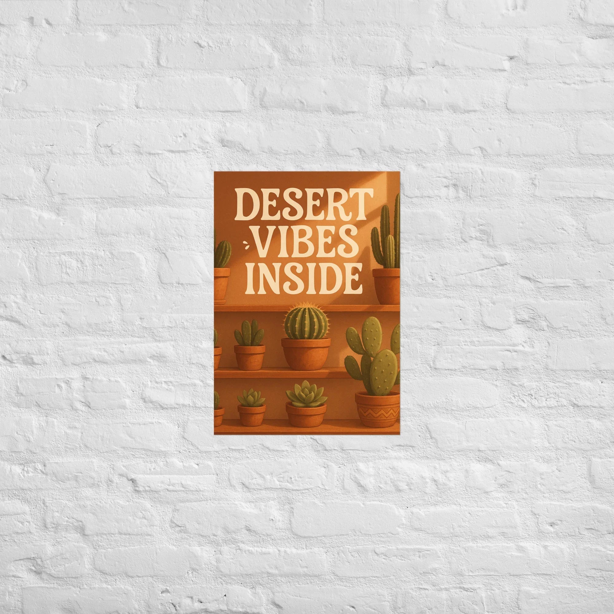 Cactus Shelf Art Print – Desert Vibes Indoor Succulent Illustration - RaZits