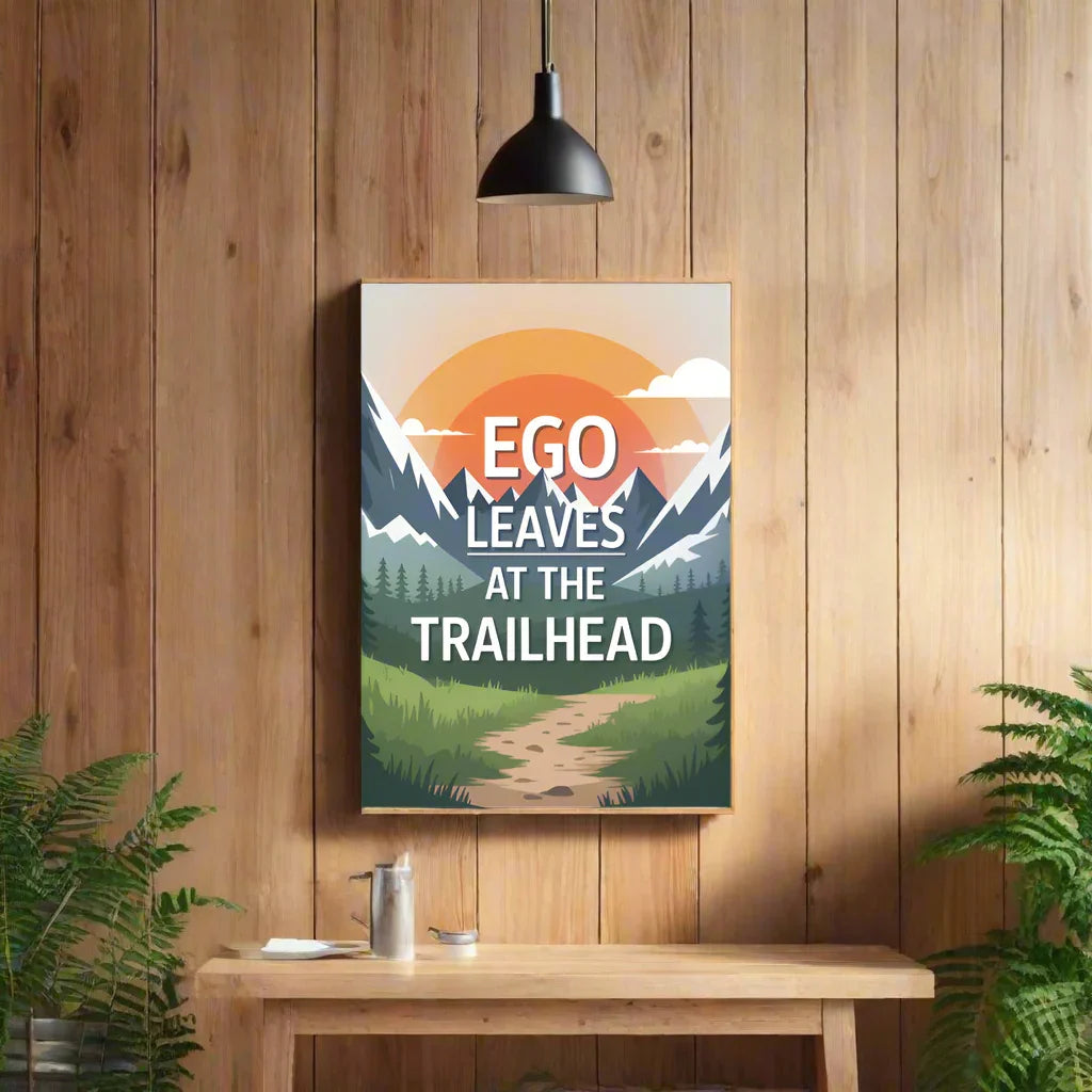 Ego Leaves at the Trailhead – Mountain Minimalist Print - RaZits