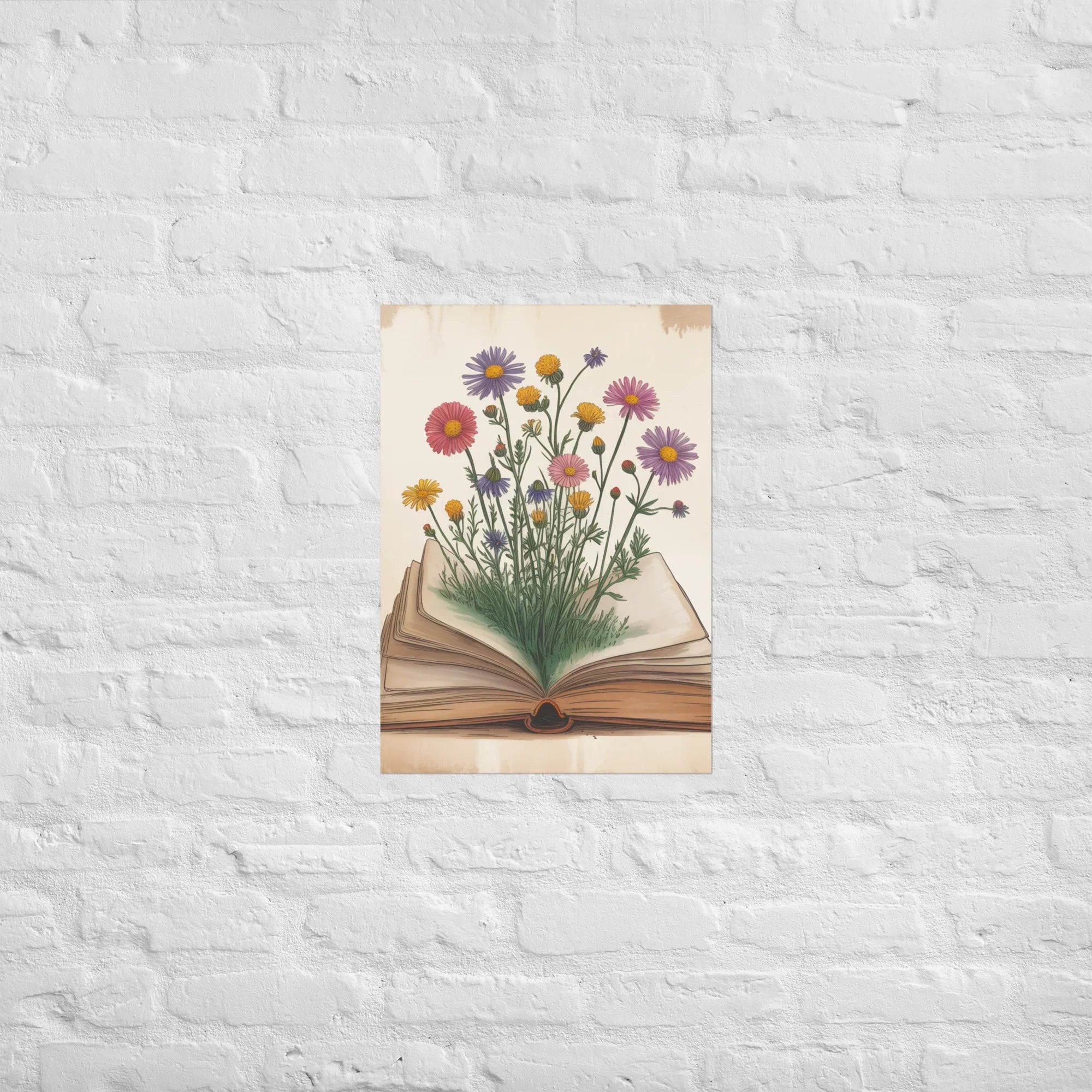 Floral Book Bloom Poster – Botanical Reading Wall Art - RaZits