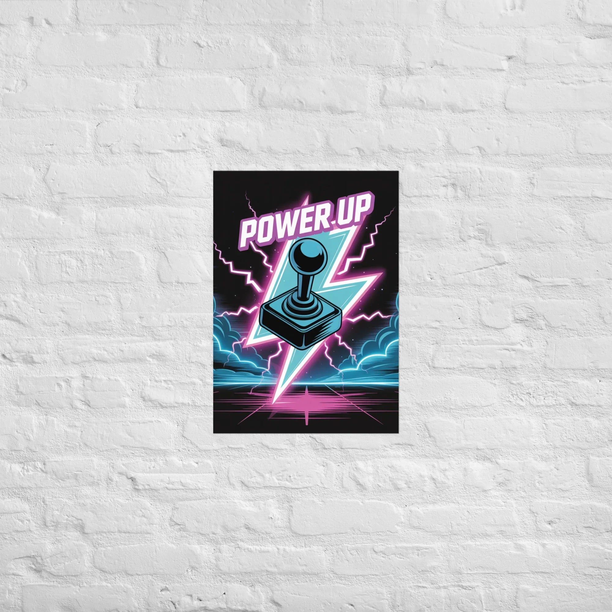 Power Up Gaming Poster – Retro Arcade Joystick Wall Art - RaZits