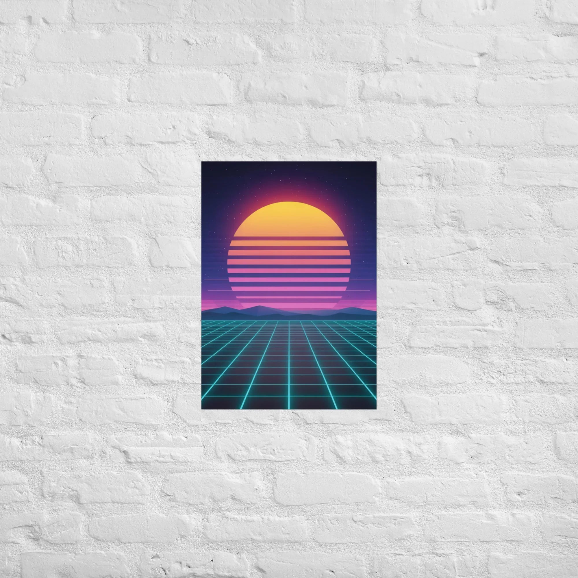 Synthwave Horizon – Retro Futuristic Neon Sunset Wall Art - RaZits