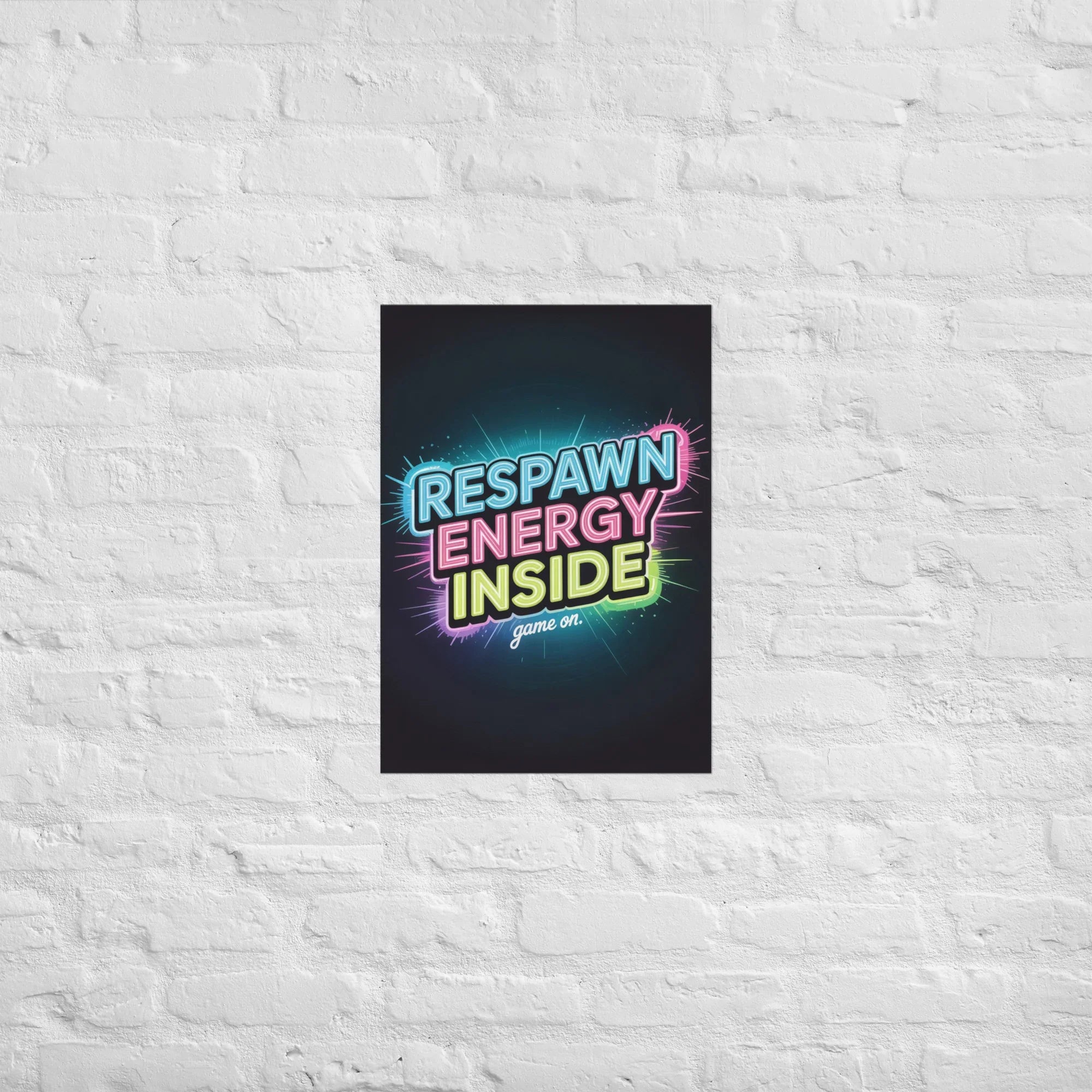Respawn Energy Inside – Neon Gamer Motivation Wall Art - RaZits