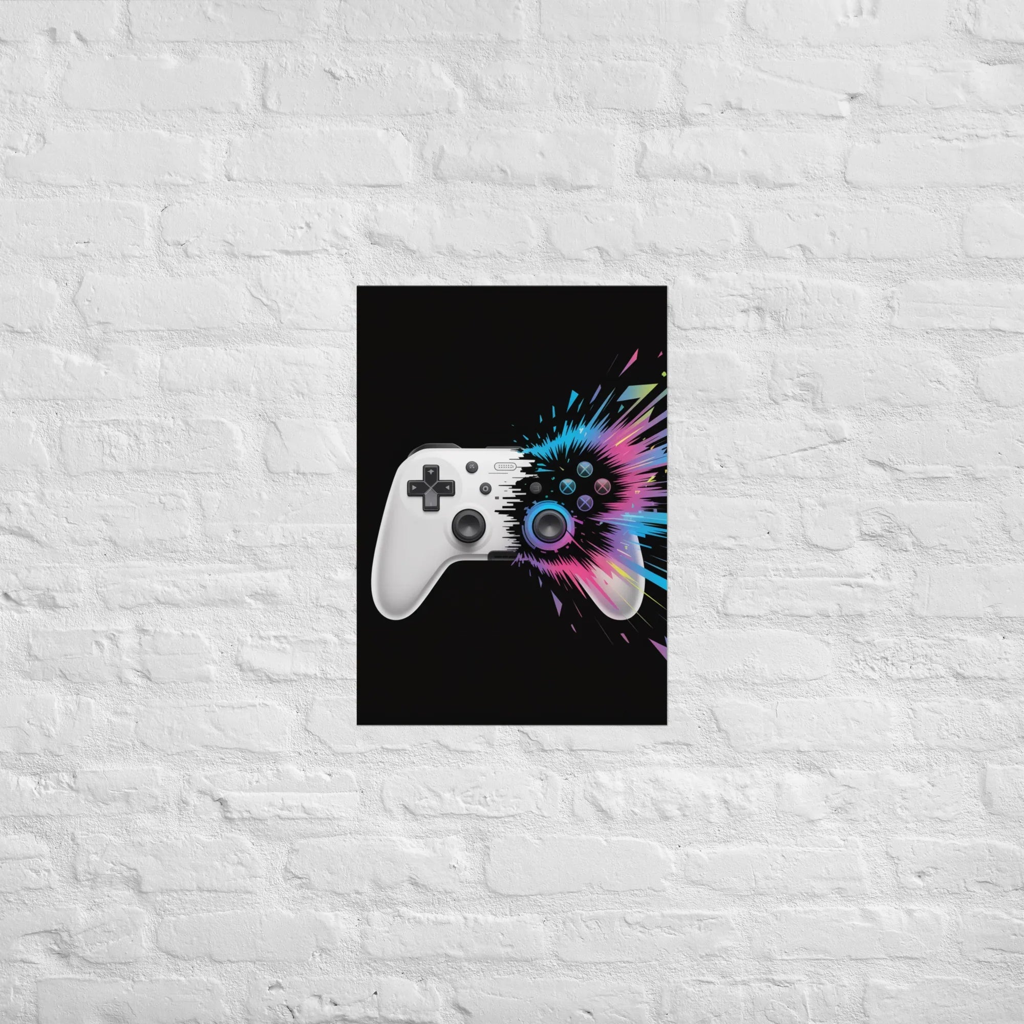 Gaming Controller Wall Art – Futuristic Digital Gamer Poster with Neon Explosion Design - RaZits