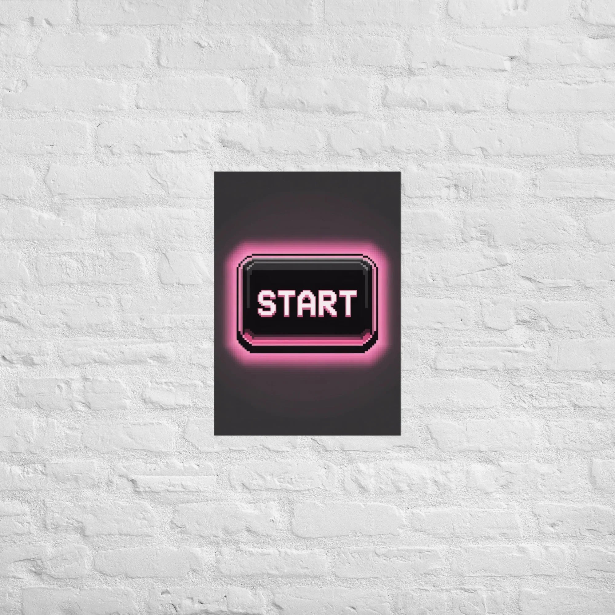Press Start Pixel Art Poster – Retro Neon Vaporwave Gaming Print - RaZits