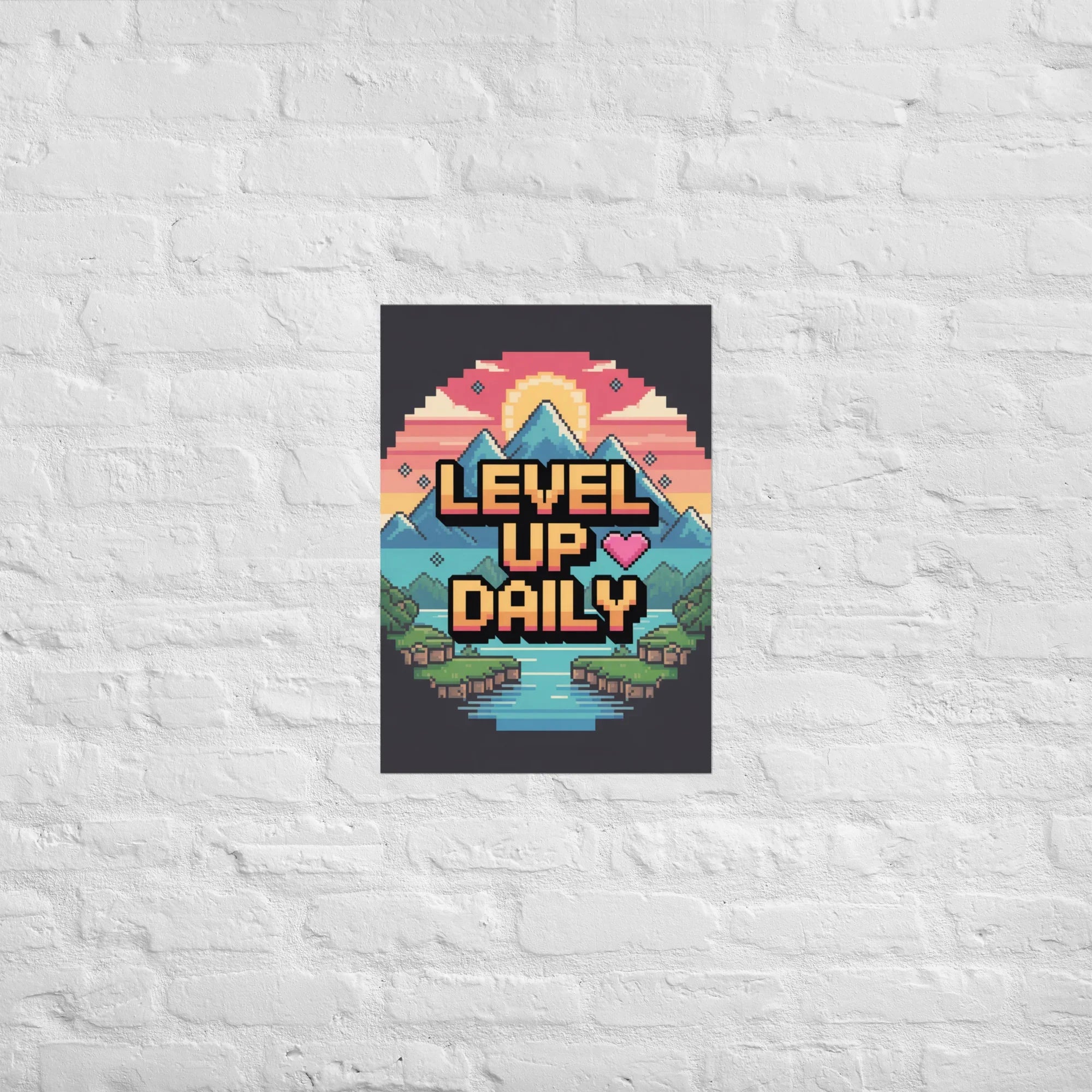 Level Up Daily Pixel Motivation Poster - RaZits