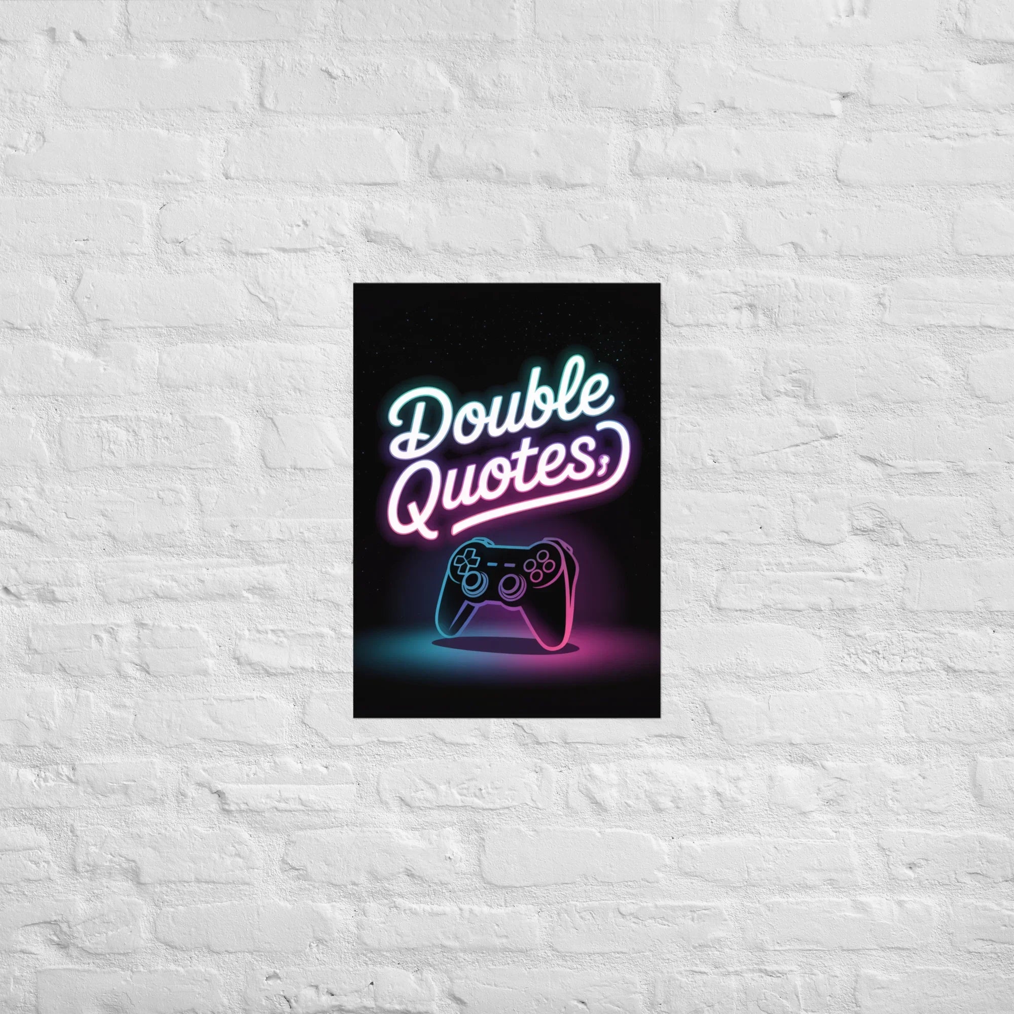 Double Quotes – Neon Gaming Controller Poster - RaZits