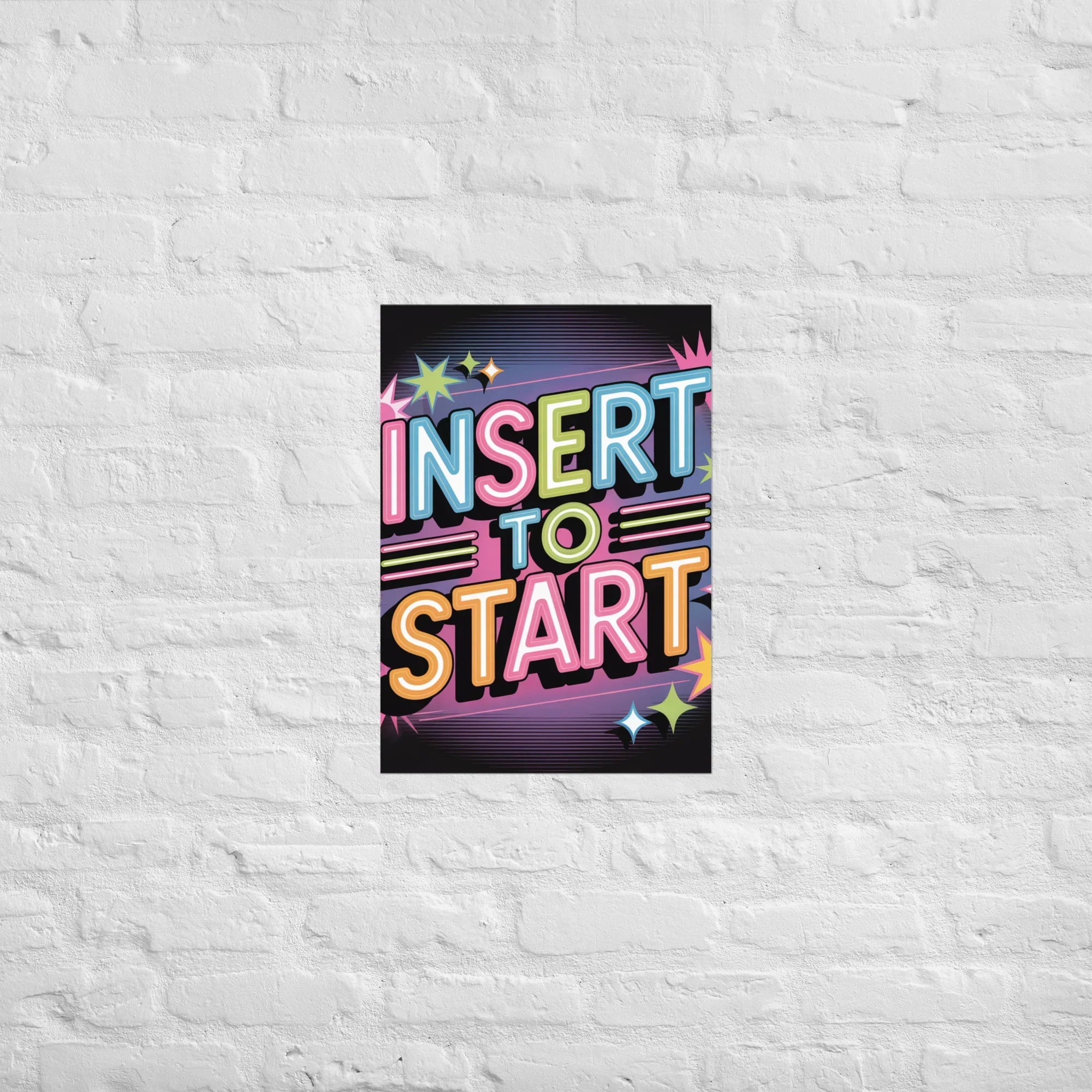 Insert to Start – Retro Neon Arcade Poster for Gamer Room & Gaming Wall Decor - RaZits
