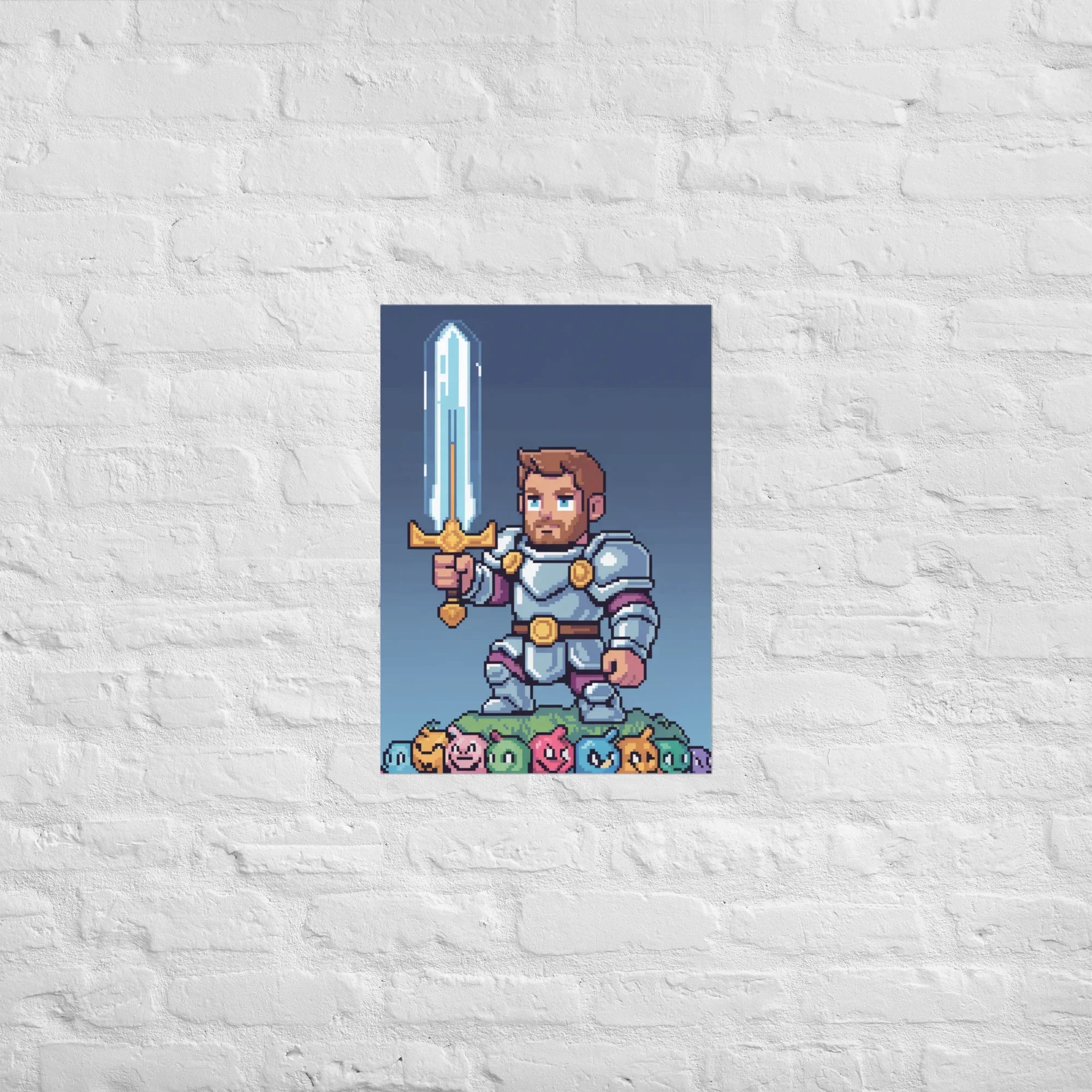 Pixel Knight – Fantasy Gaming Poster in Retro Pixel Art Style for Gamer Wall Decor - RaZits