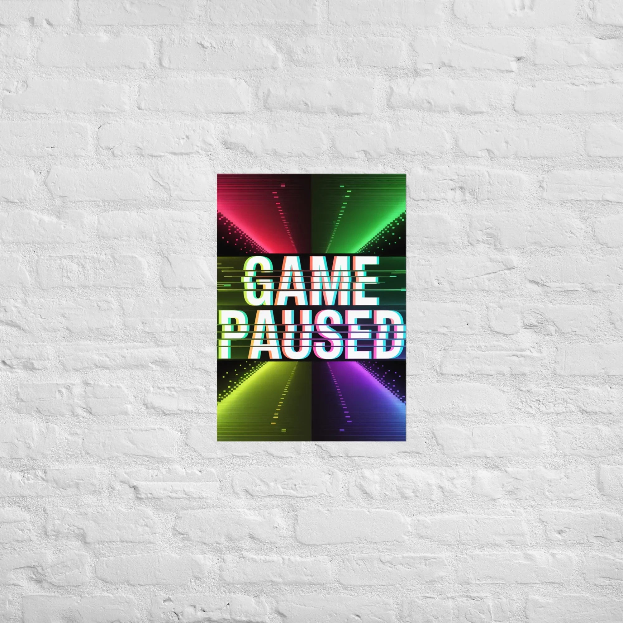 Game Paused – Glitch Effect Retro Gaming Wall Art - RaZits