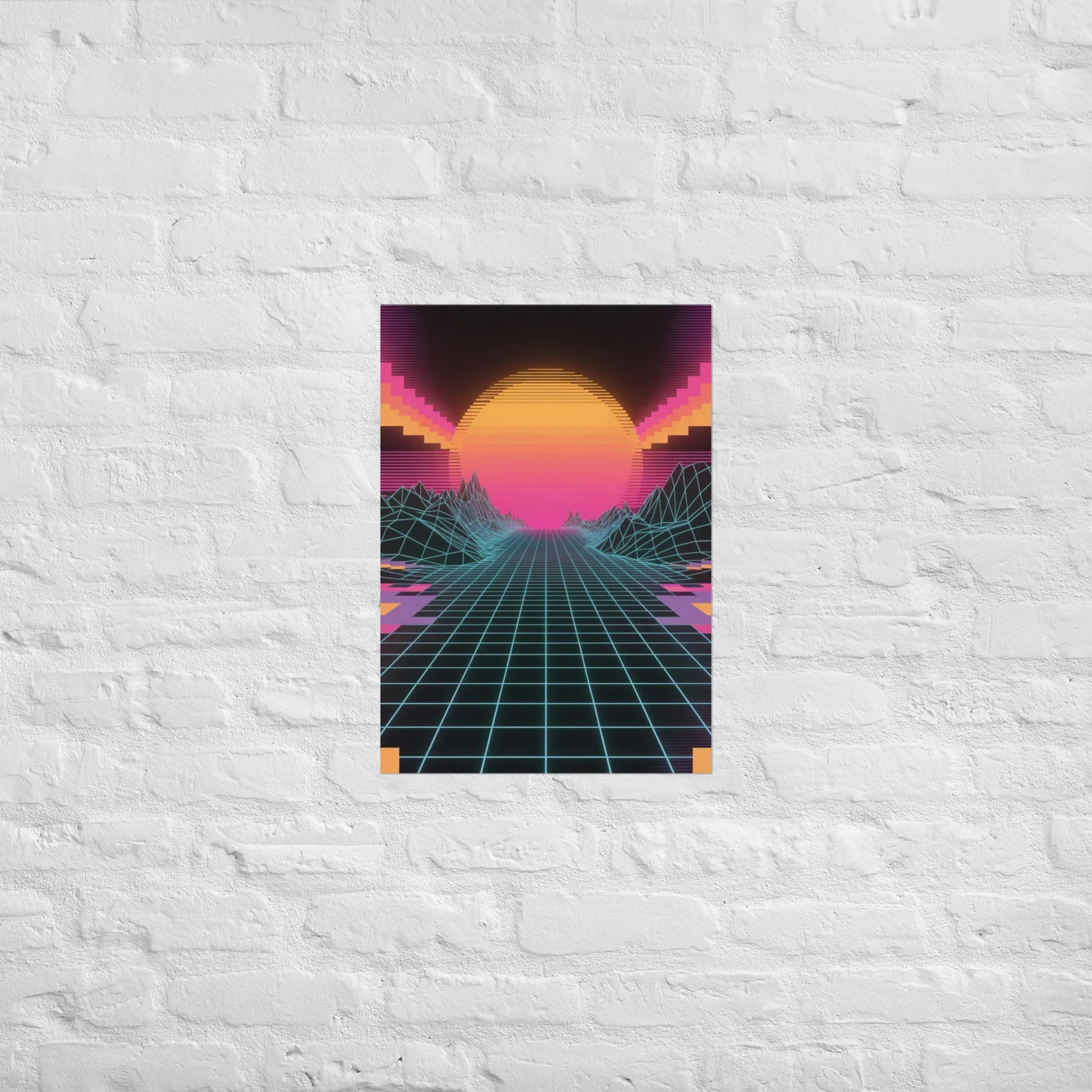 Neon Horizon – Retro Futurism Grid Sunset Gaming Poster - RaZits