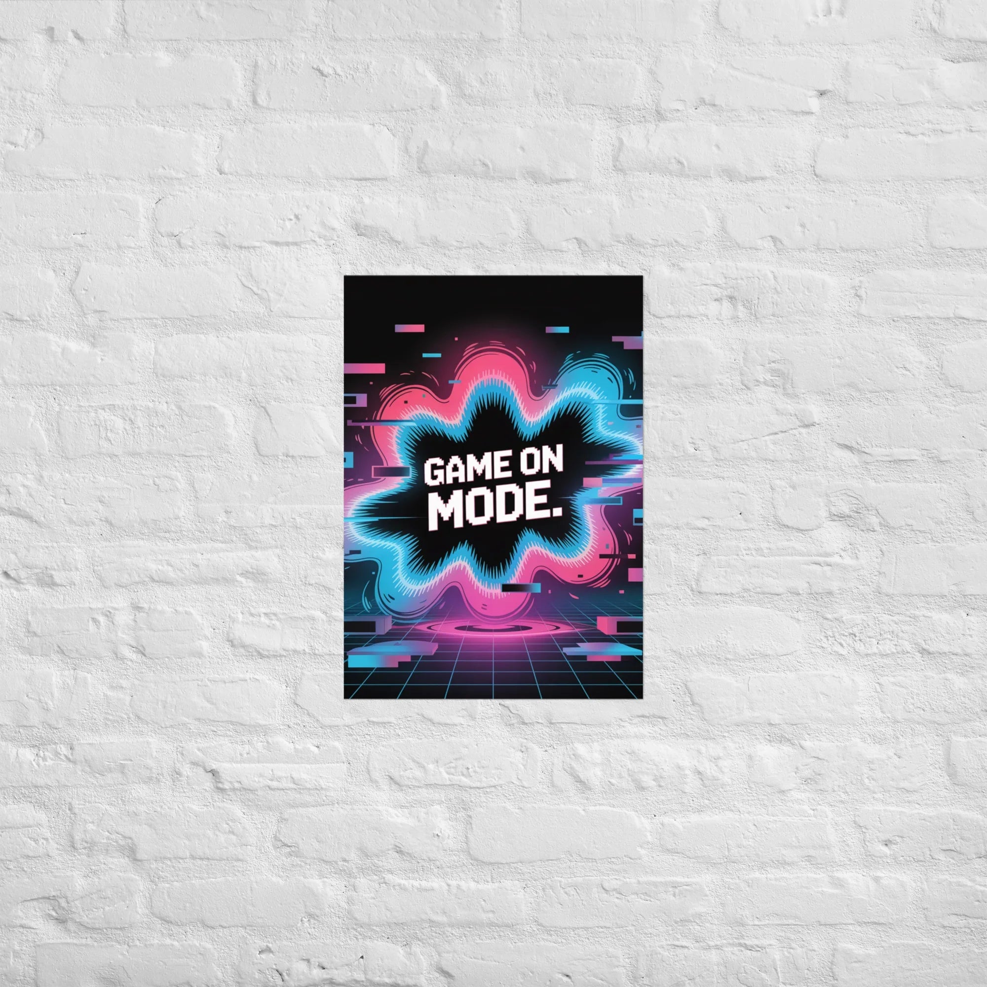 Game On Mode – Retro Neon Glitch Gaming Poster - RaZits