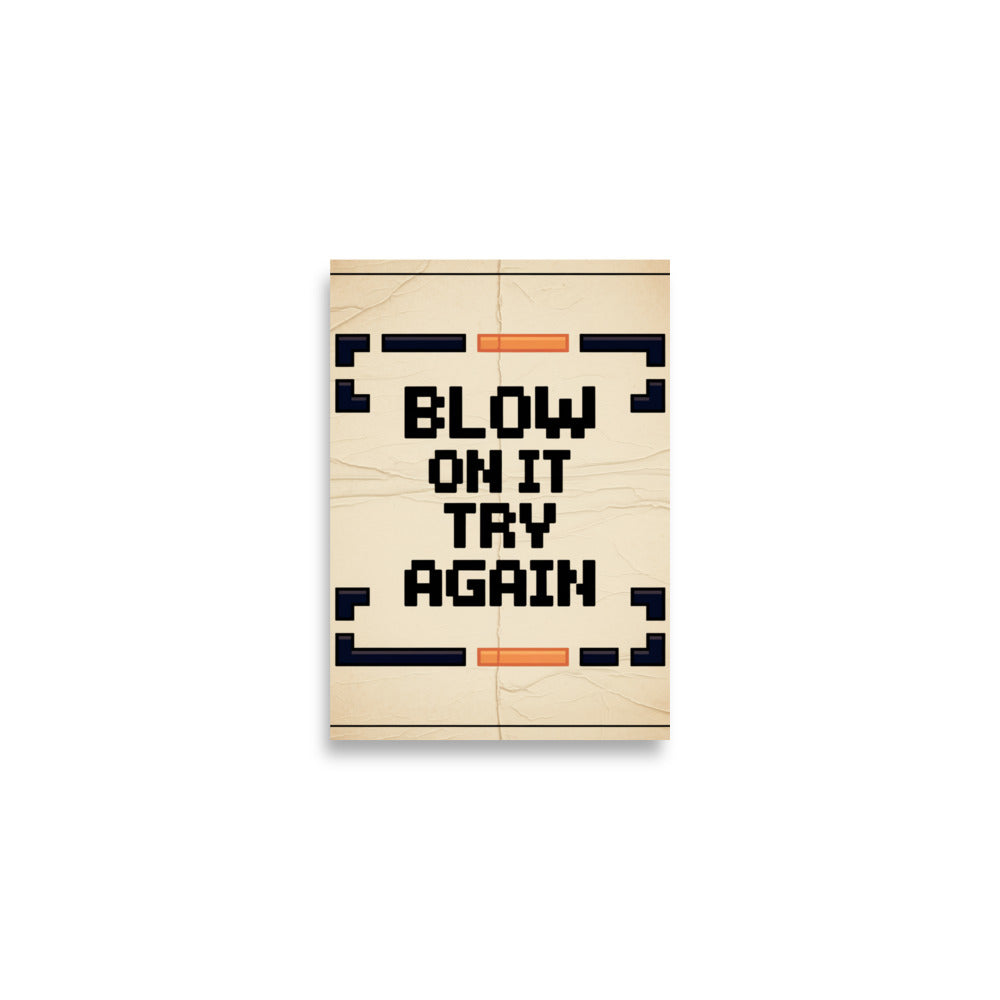 Blow and Pray retro gaming cartridge ritual poster hero shot matte print