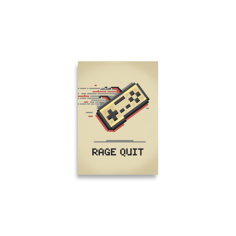 Rage Quit funny retro gaming controller throw poster hero shot matte print