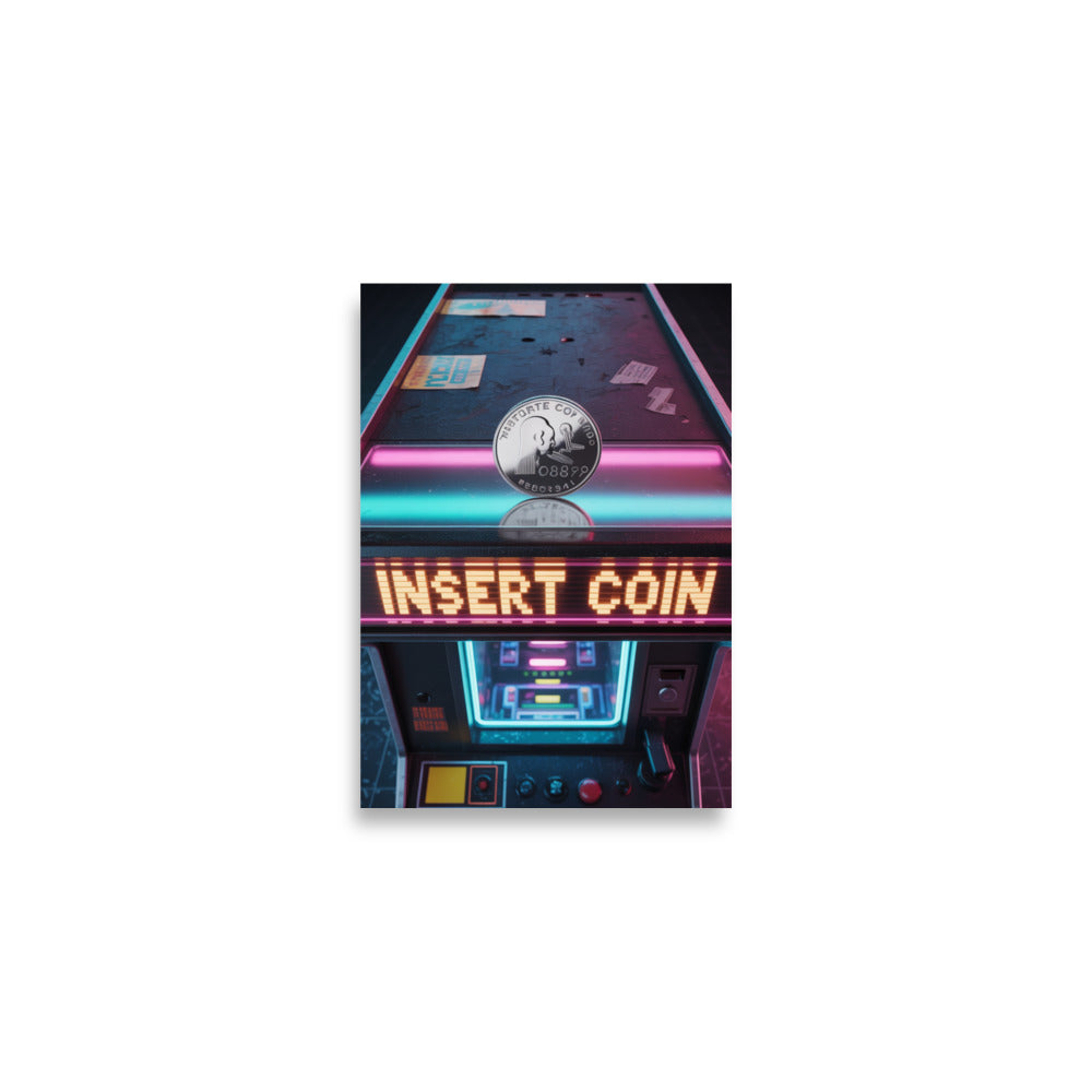 Quarter on the Marquee arcade poster styled on gaming room wall