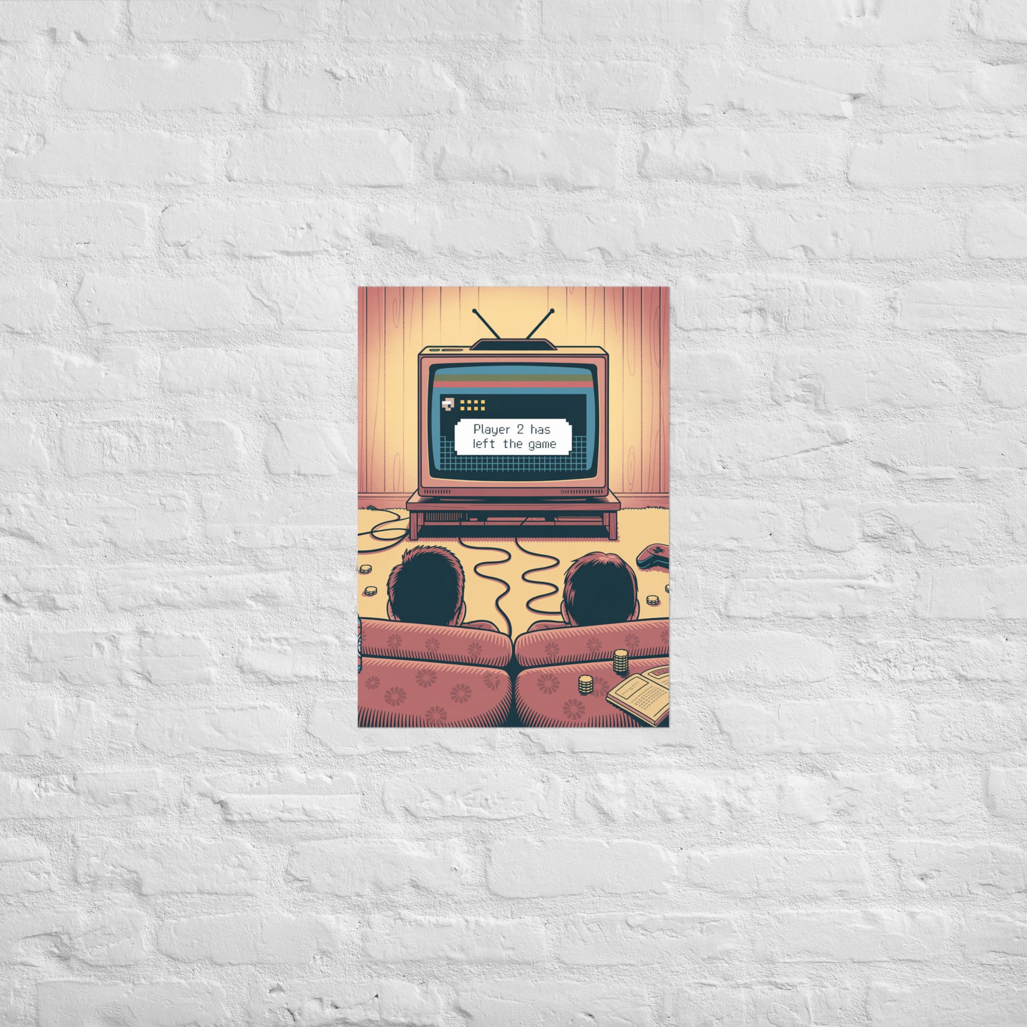 Gamer humor typographic print in a sibling game room, A2