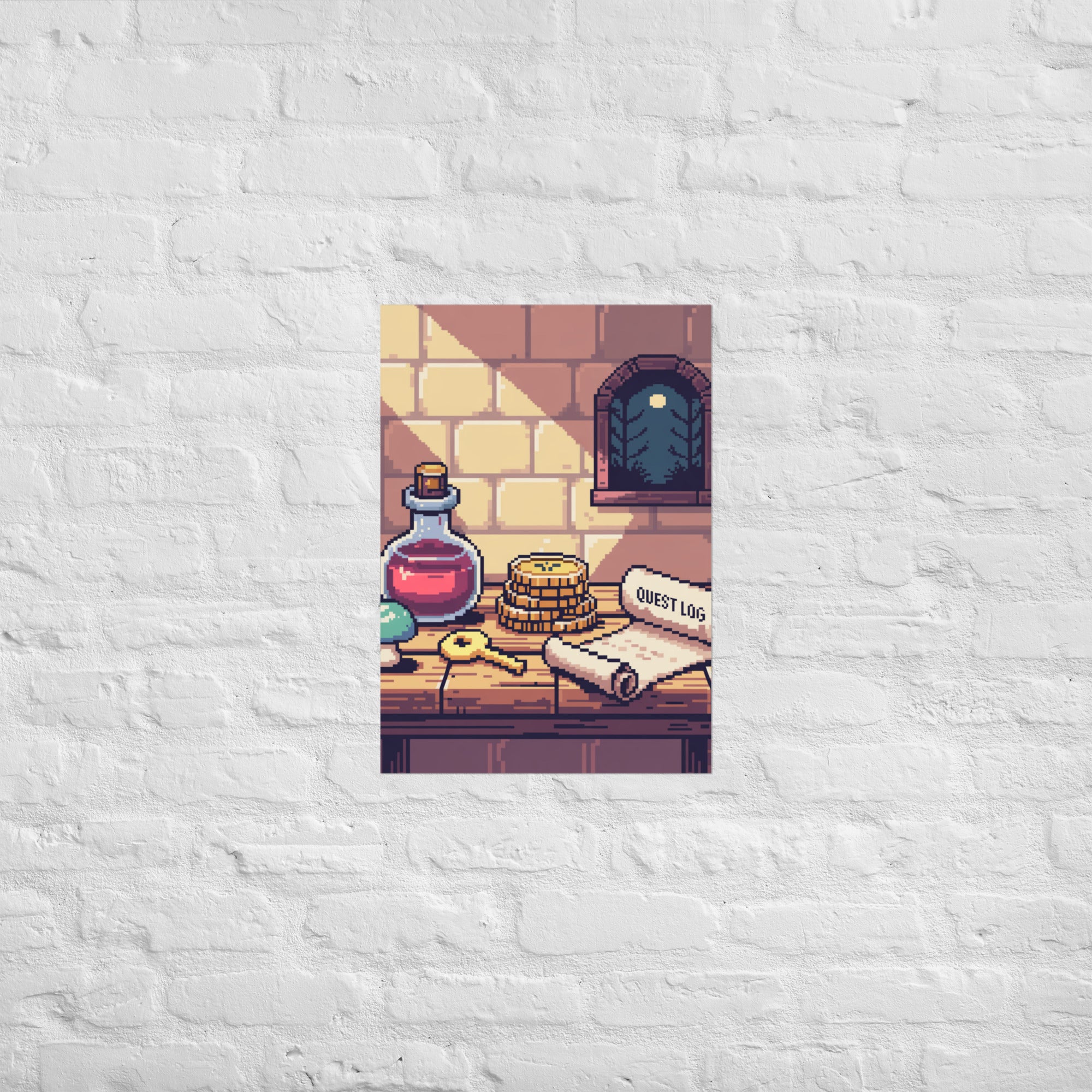 Pixel still life print in a designer studio, A2