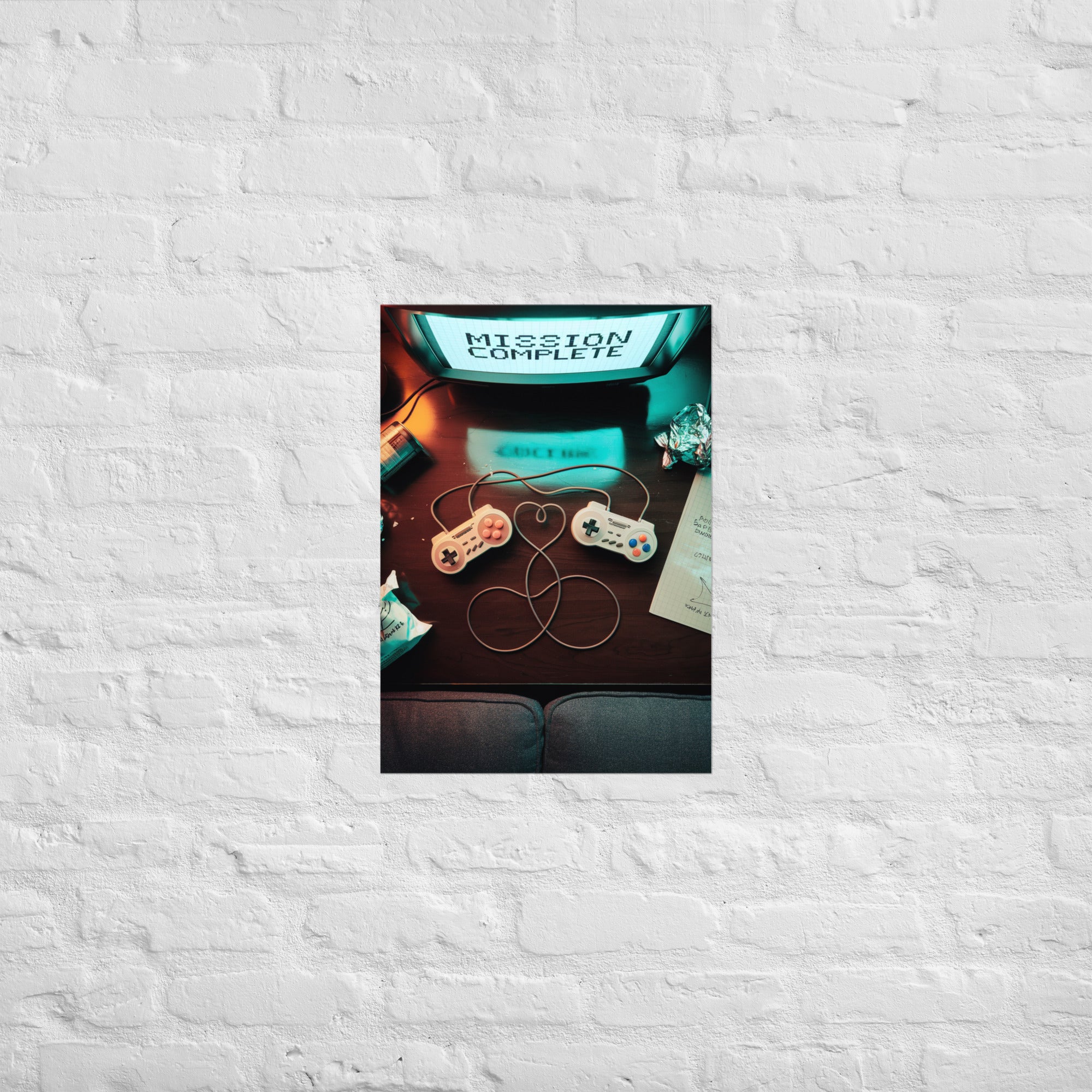 Couch co-op battlefield print in a sibling game room, A2