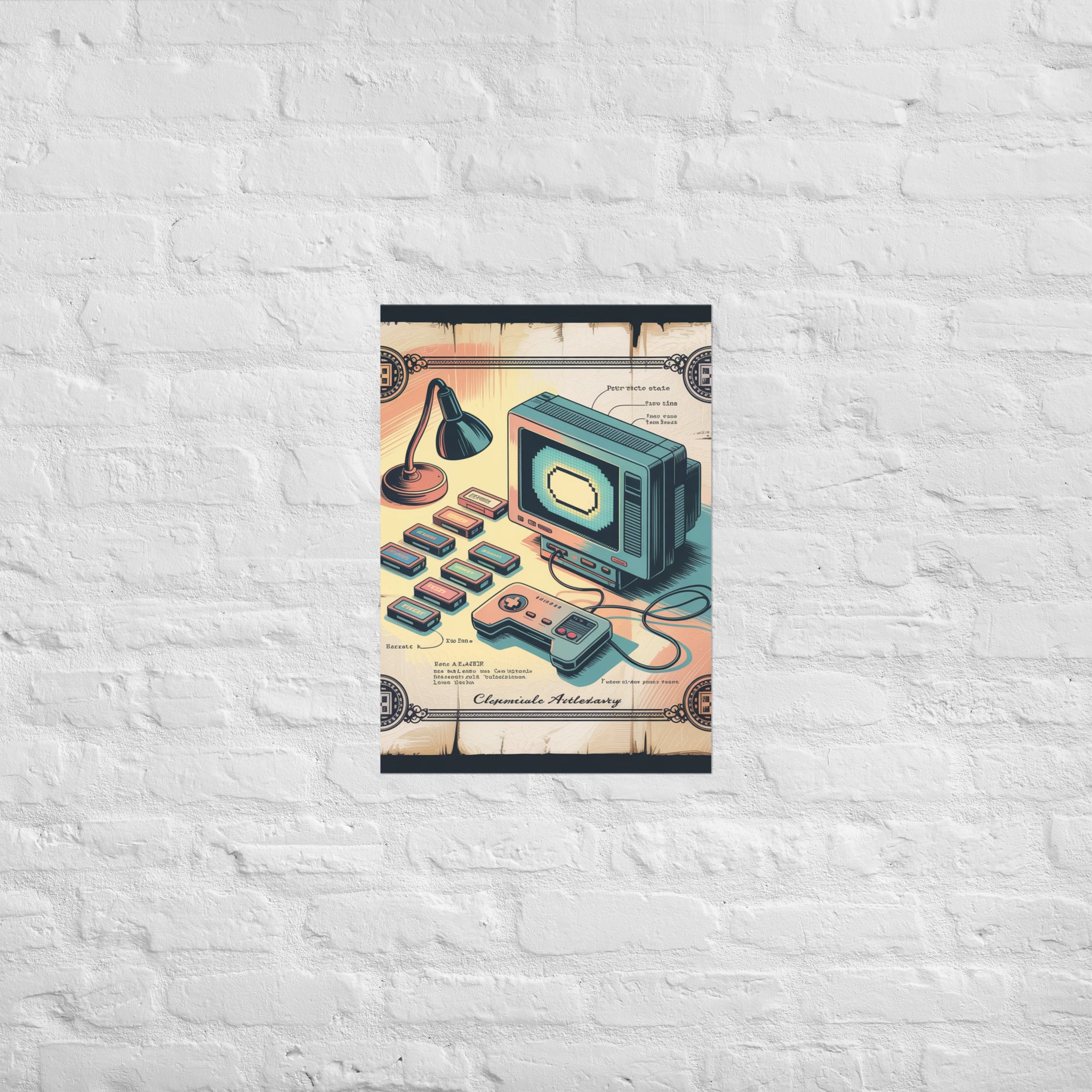 Devotion certificate gaming print in a curated room, A2