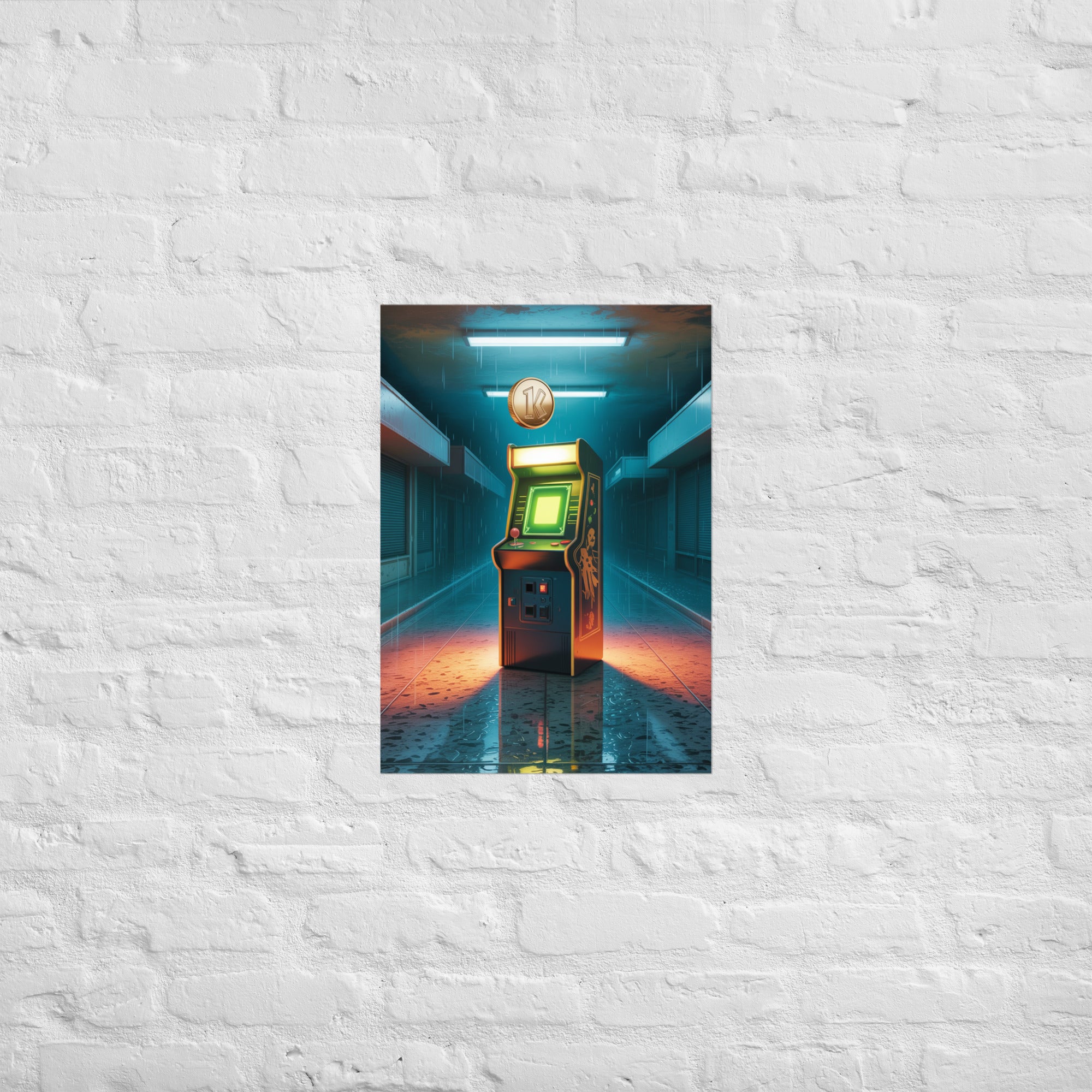 Arcade cabinet last quarter print in a barcade bar, A2