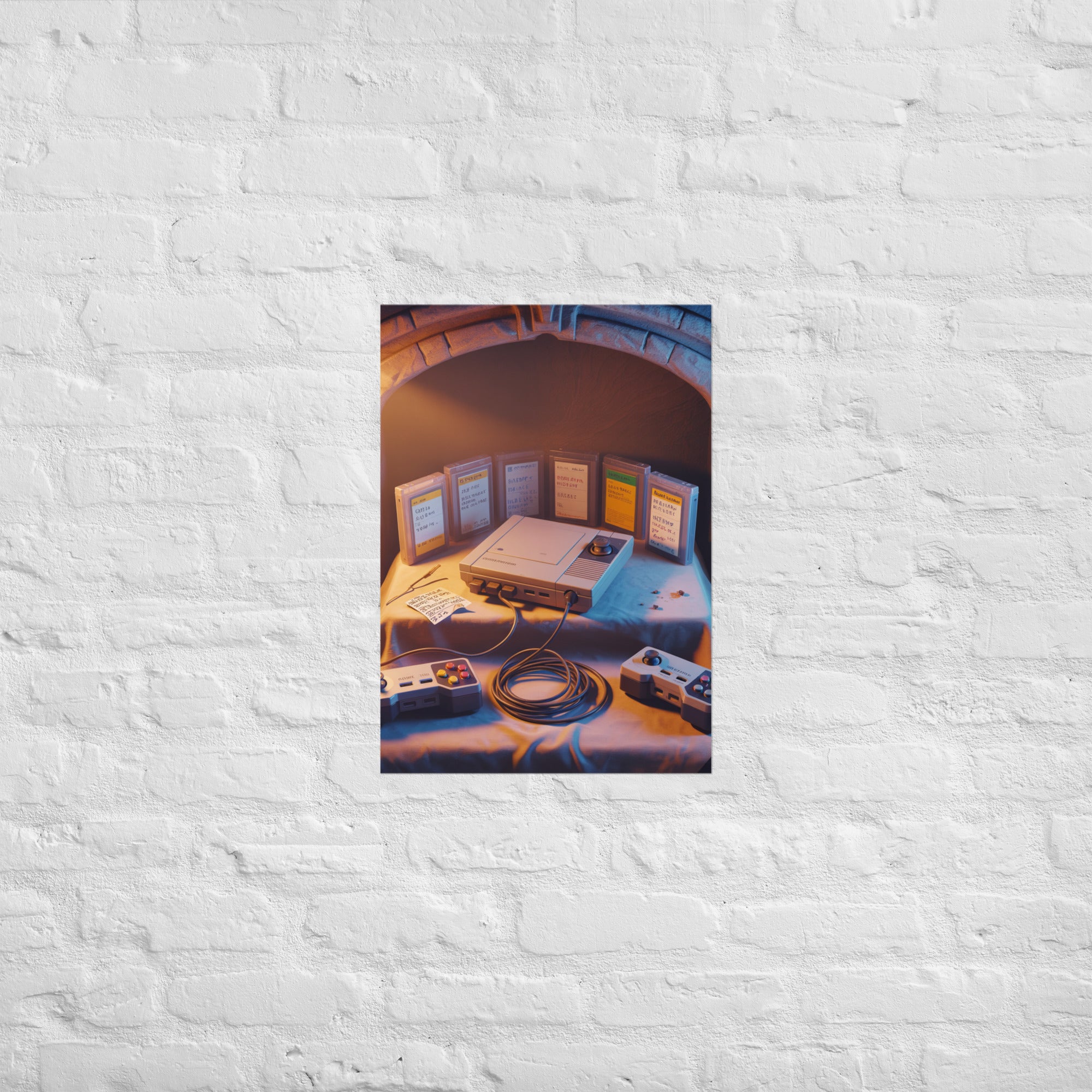 Console covenant gaming print in a retro game room, A2