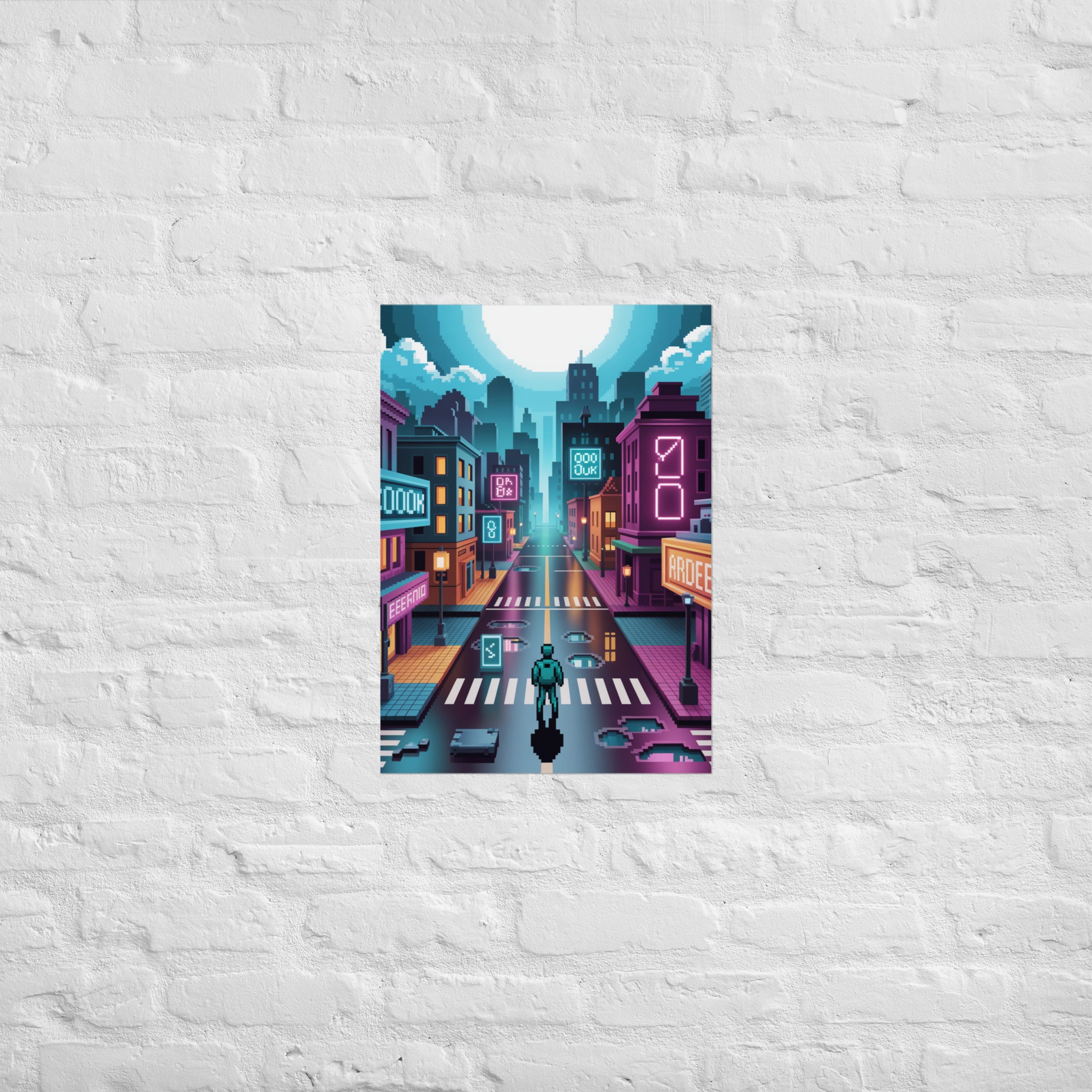 Premium pixel ghost print in a designer studio, A2