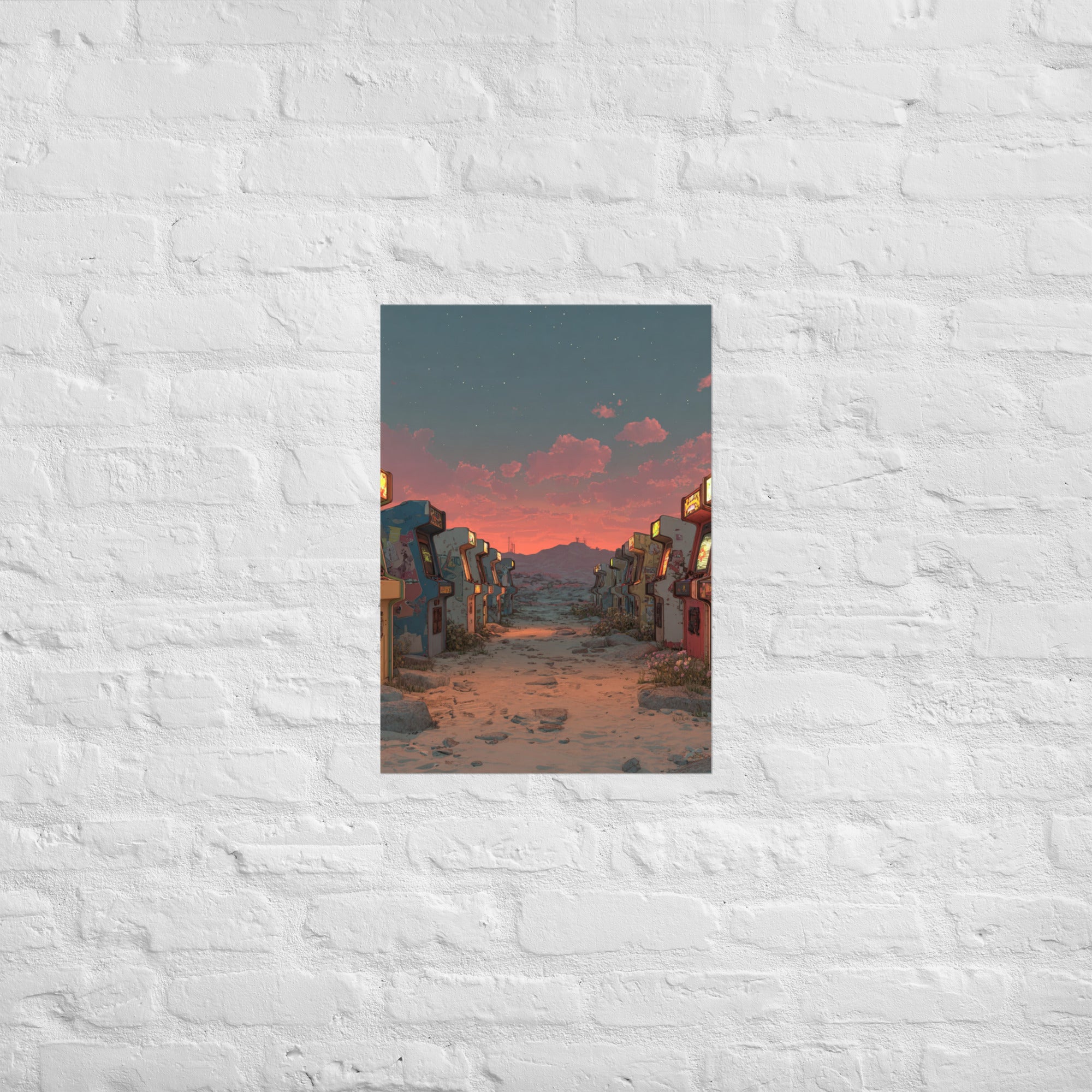 Marquee boneyard print in a barcade-styled home bar, A2