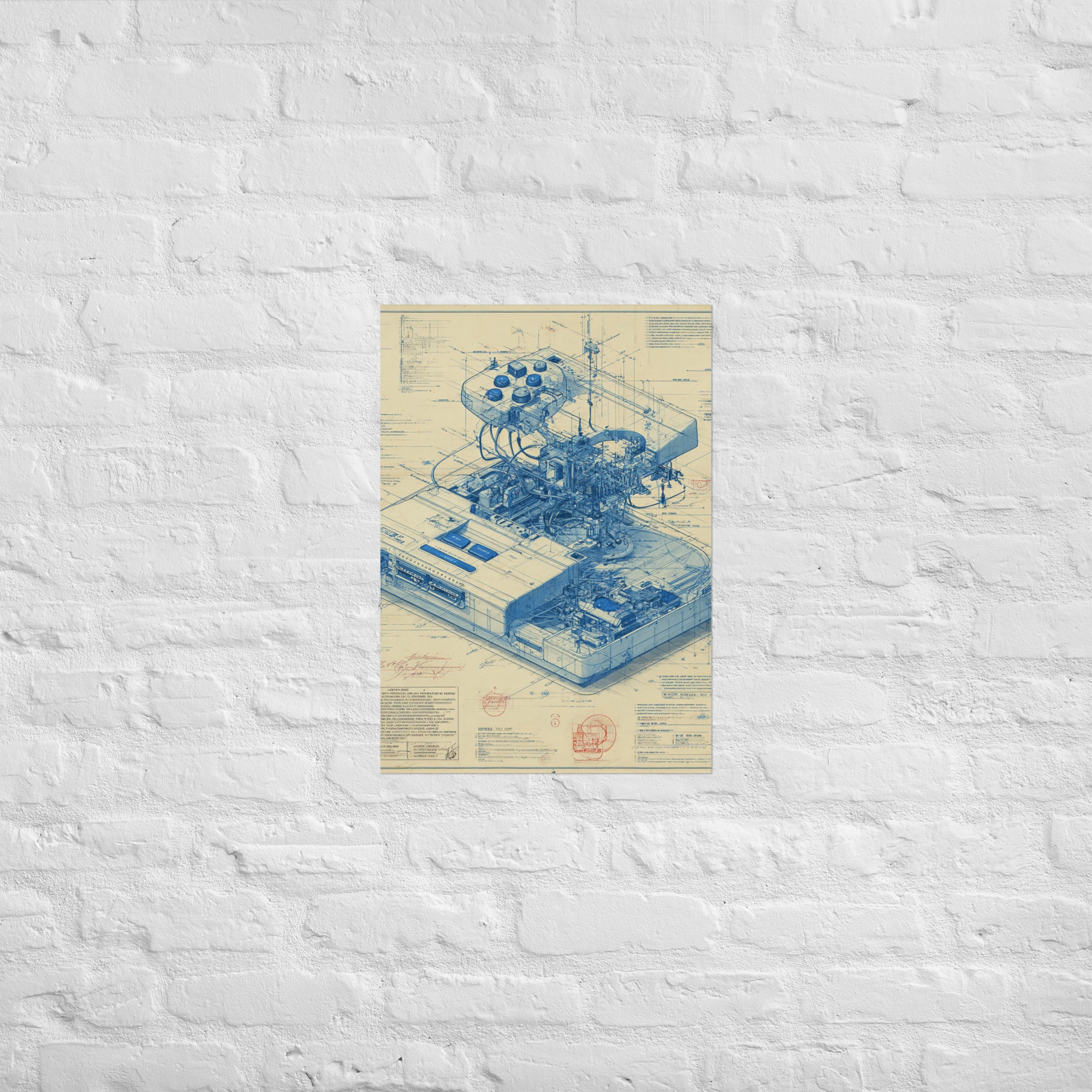 Console blueprint print in a designer studio, A2