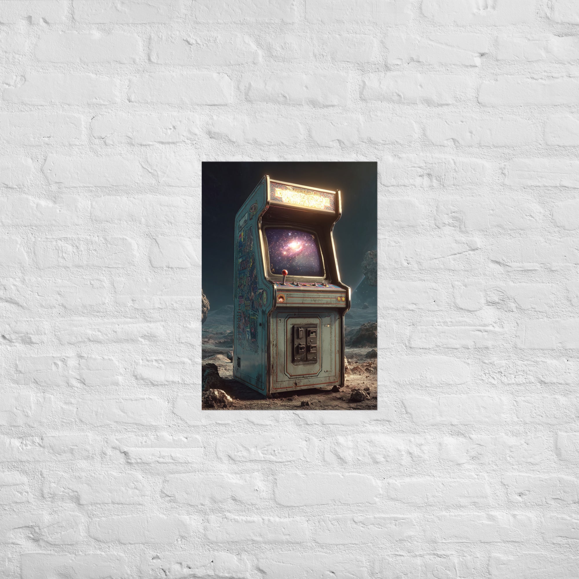 Constellation gaming print in a retro game room, A2 size