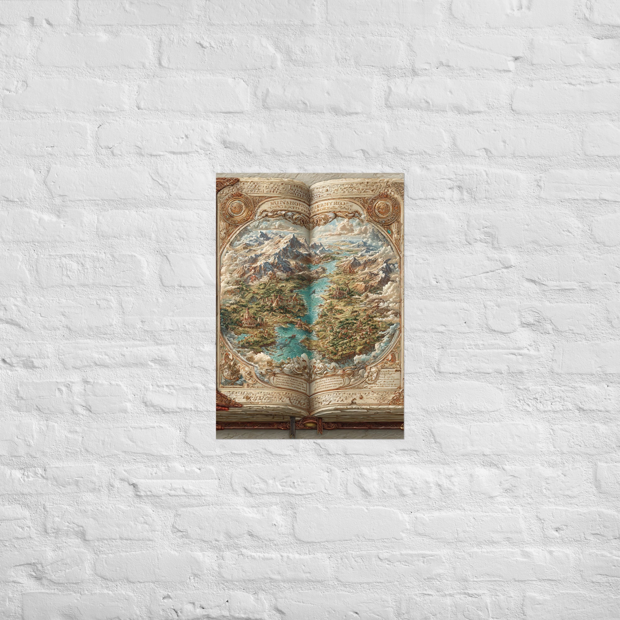Overworld map print hung in a D&D game room, A2 size