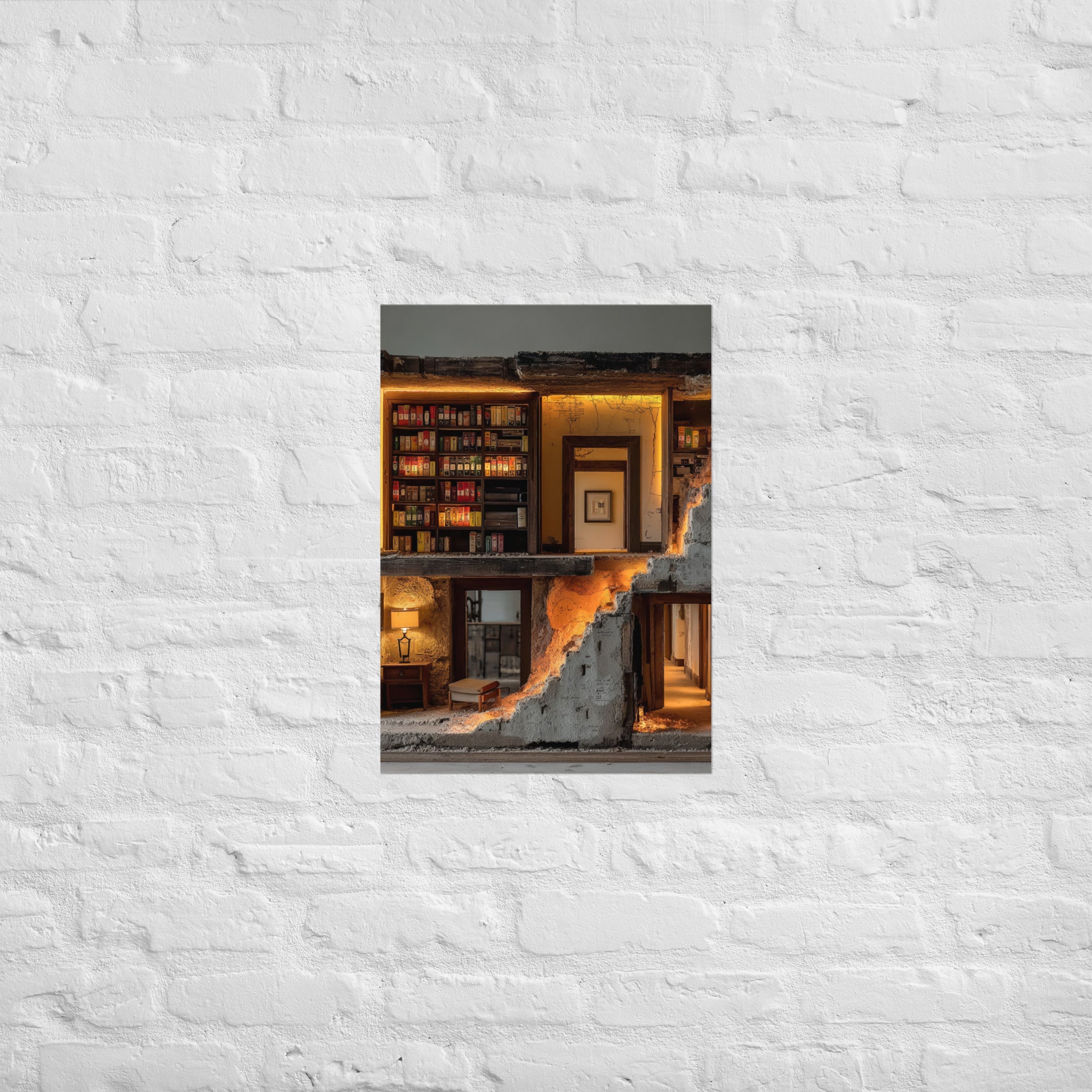 Single cartridge relic print hung in a retro console collector's display, A2 size