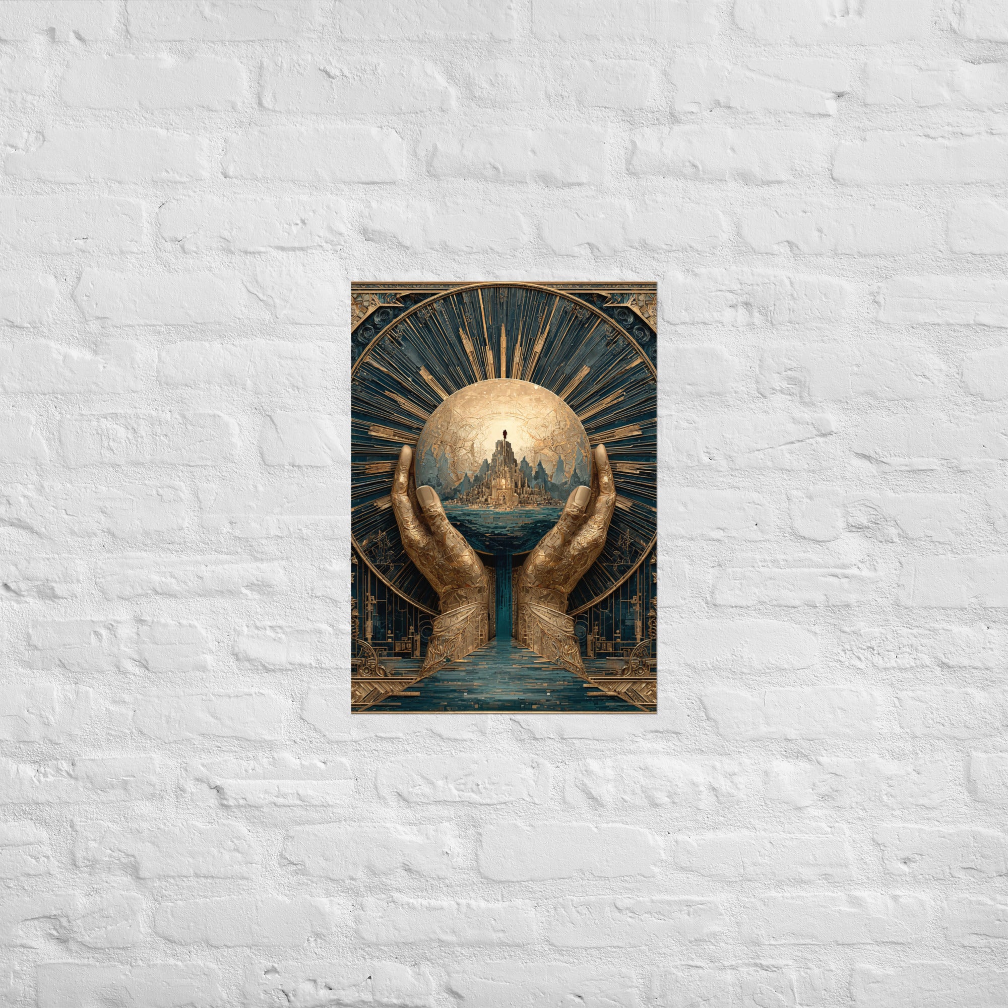 Premium gaming gallery print hung in a design-led living room, A2 size