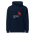 Funny Bird Hoodie in French Navy, front view: a cardinal and speech bubble beside THE GROUP CHAT NEEDS THIS