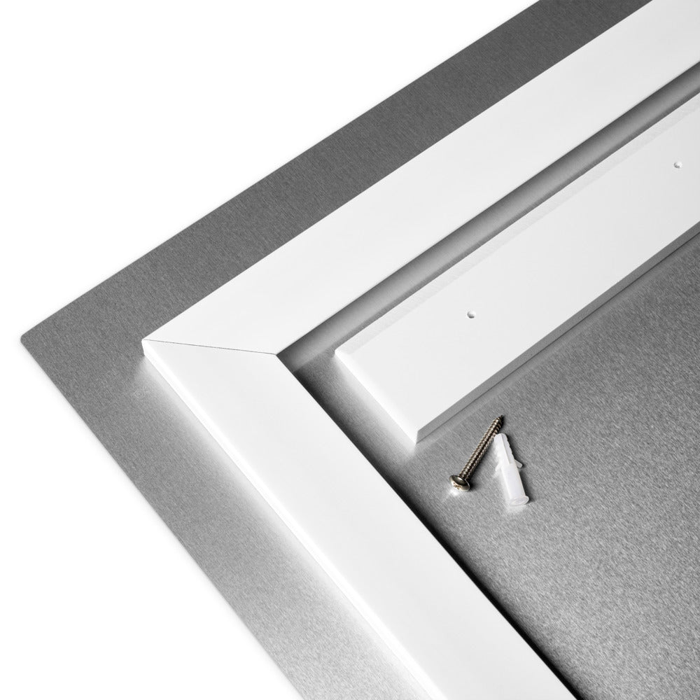 Detail of the 3:00 AM Tee Time metal print edge and the wood frame that holds it off the wall