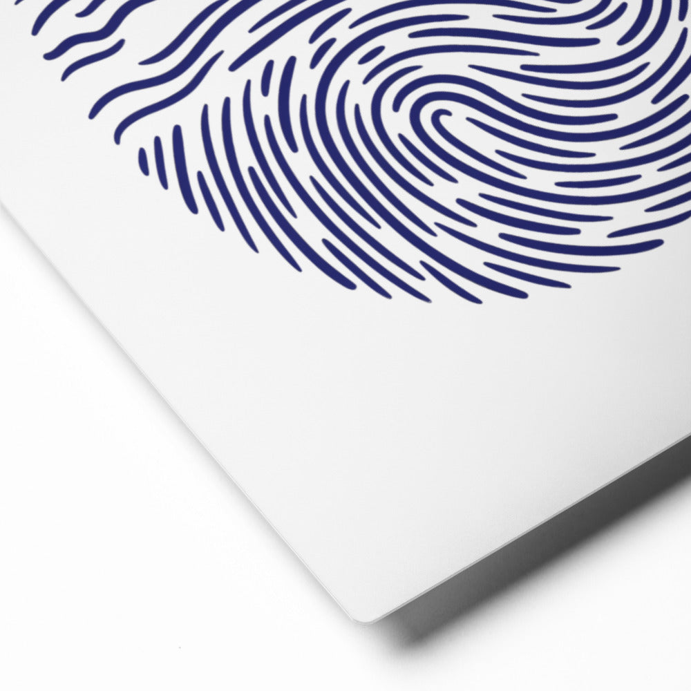 Close-up of the Jupiter fingerprint lines and rounded corner on the glossy metal surface