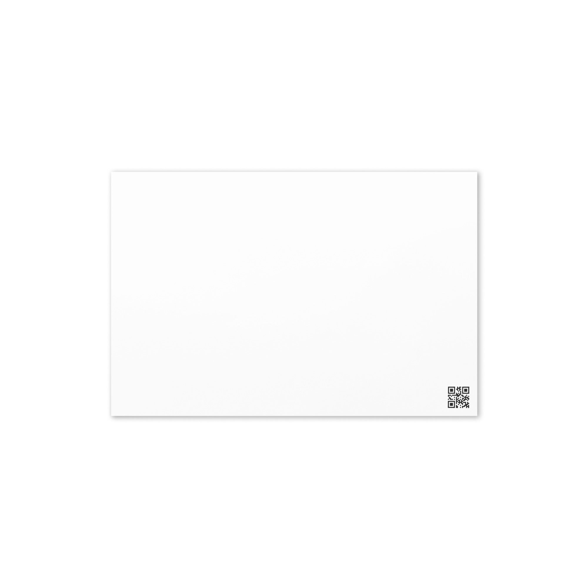 White back of the 4x6 in dark sky thank you card with a small printer's code in the corner