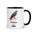 Hawk mug with black inside, 11 oz, handle on the right: a brown hawk on a branch over SOME MORNINGS HAVE A HAWK