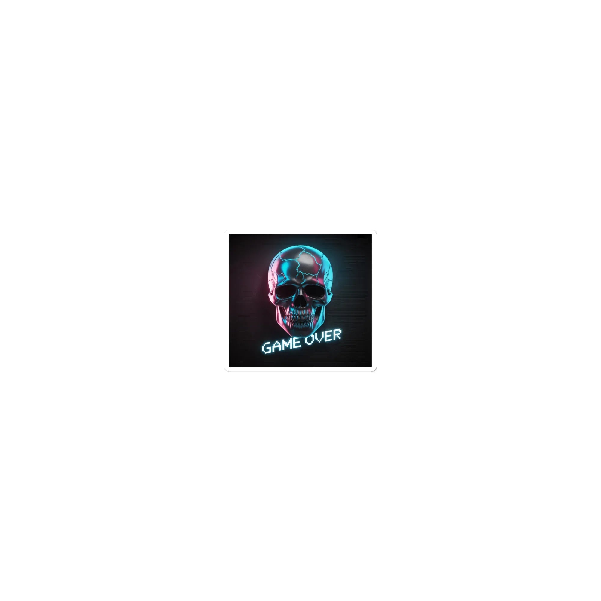 Game Over Neon Skull Gaming Sticker - RaZits